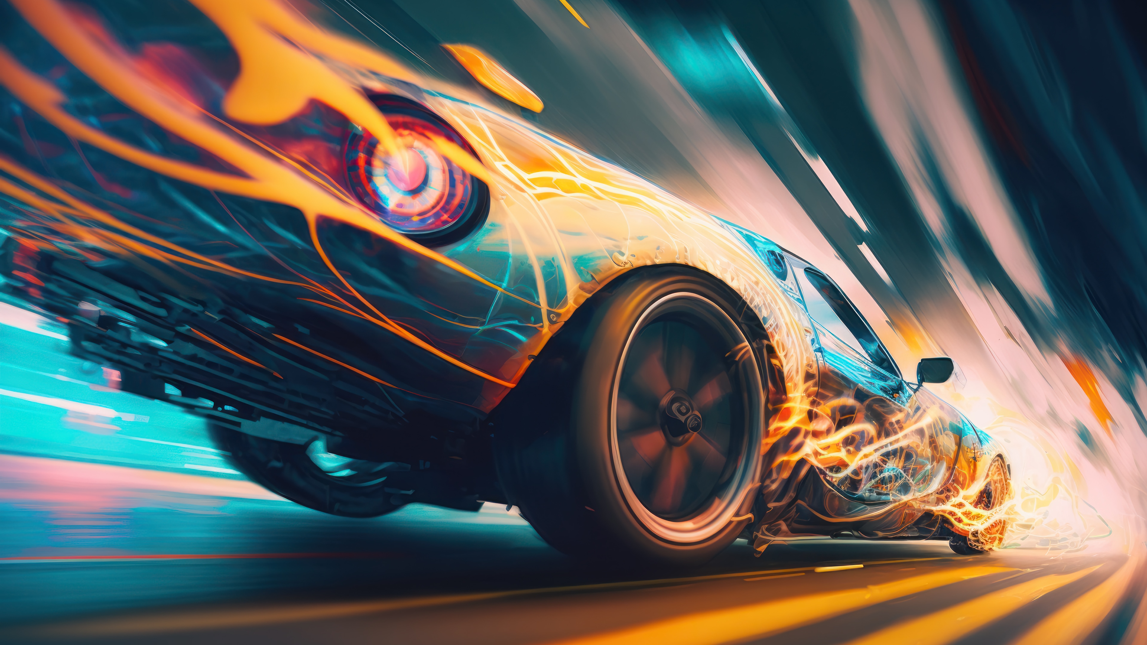 Abstract Sports Car 4K Digital Art HD Wallpaper