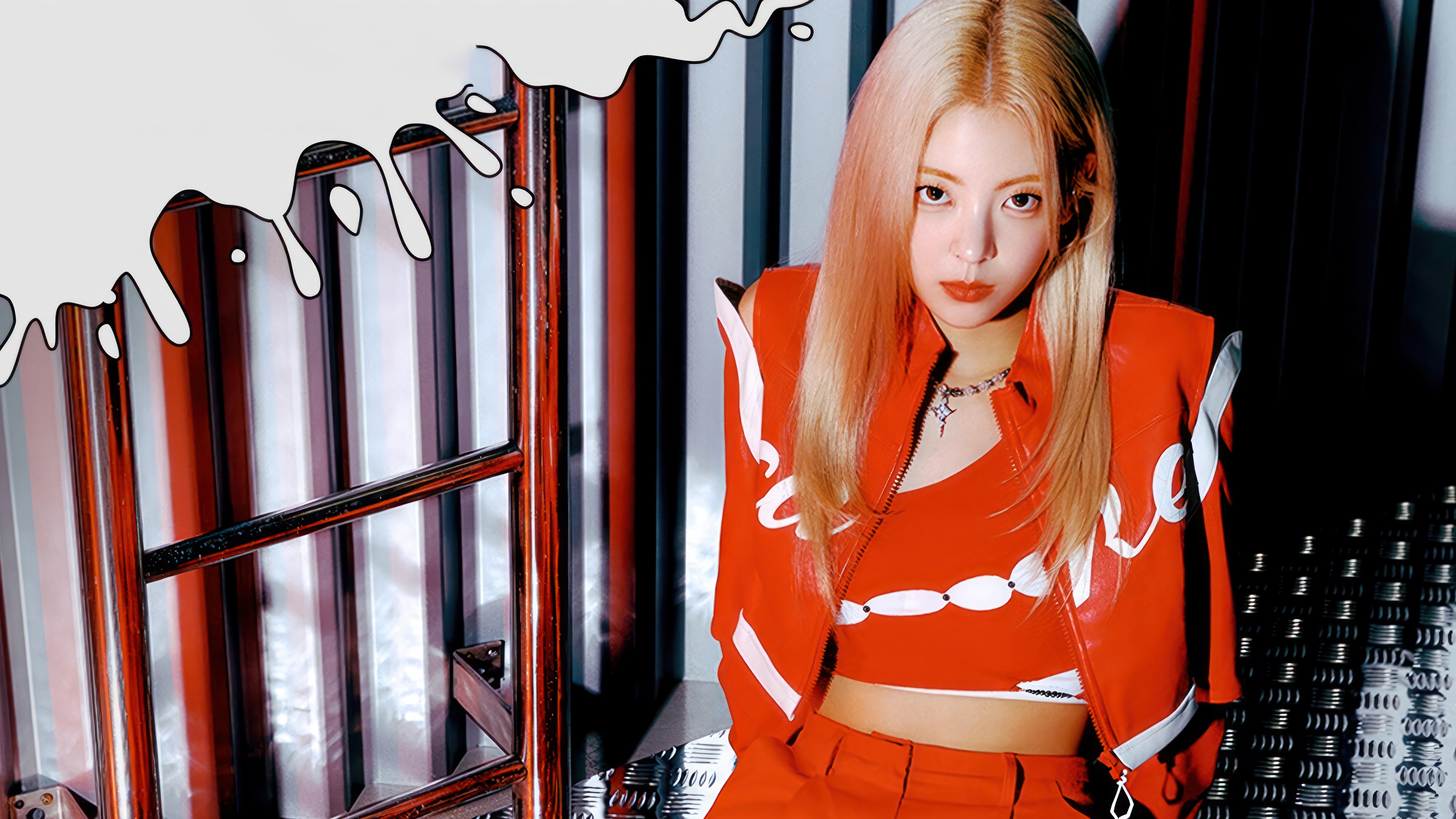 Lia from ITZY in Red Outfit HD Wallpaper