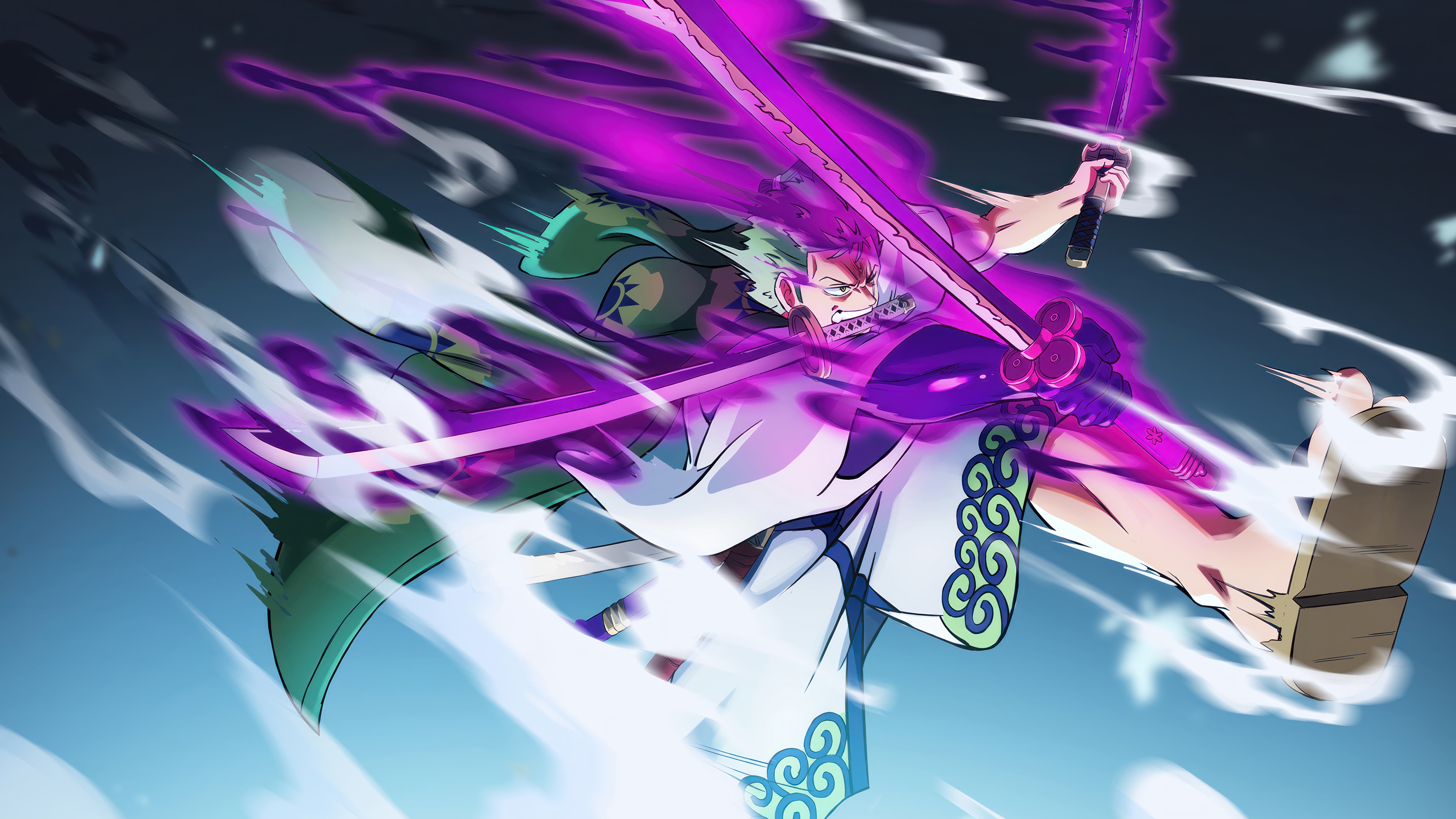 Roronoa Zoro using purple energy with swords HD Wallpaper