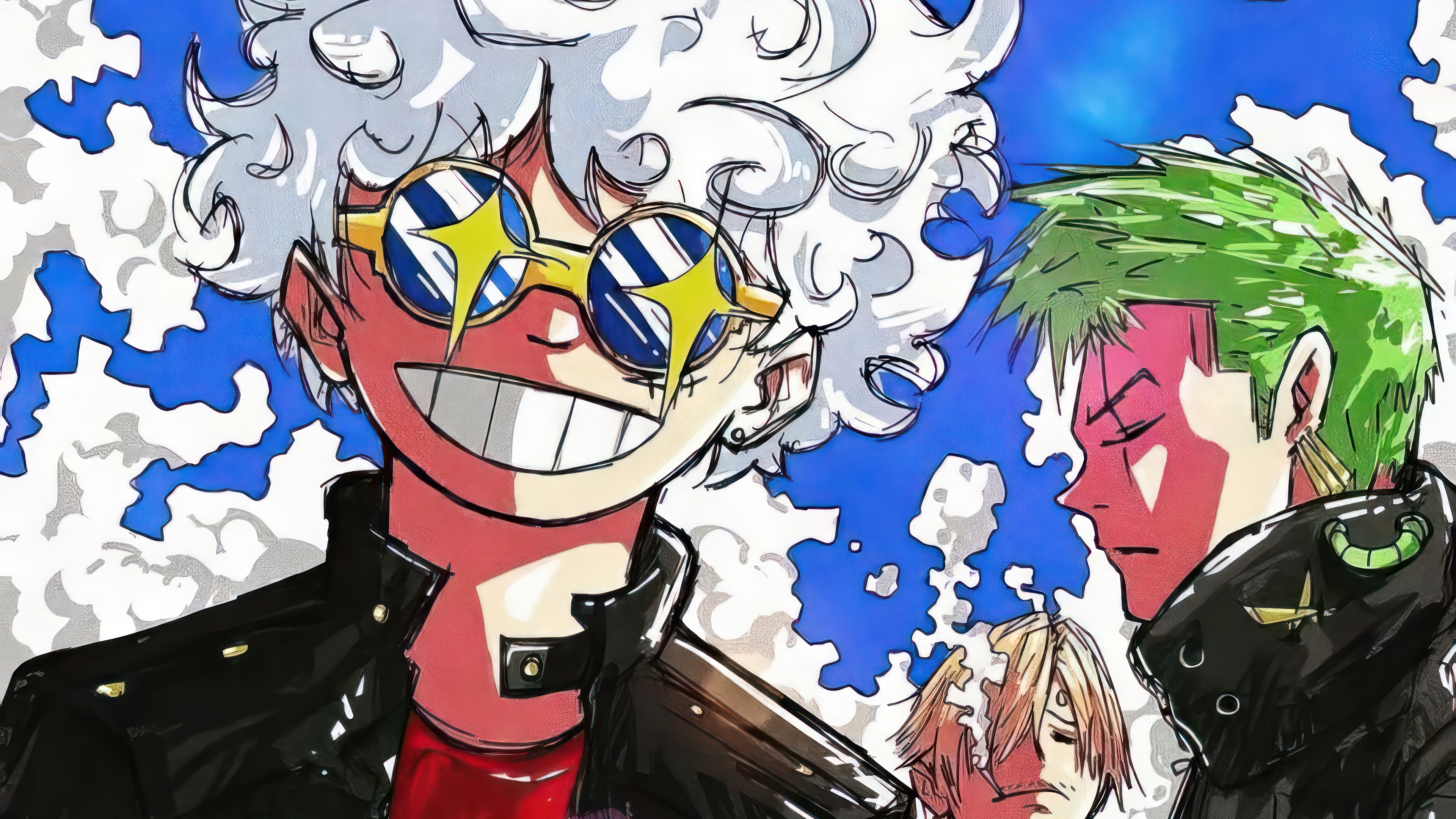 Monkey D. Luffy, Roronoa Zoro, and Sanji in One Piece 4K HD Wallpaper