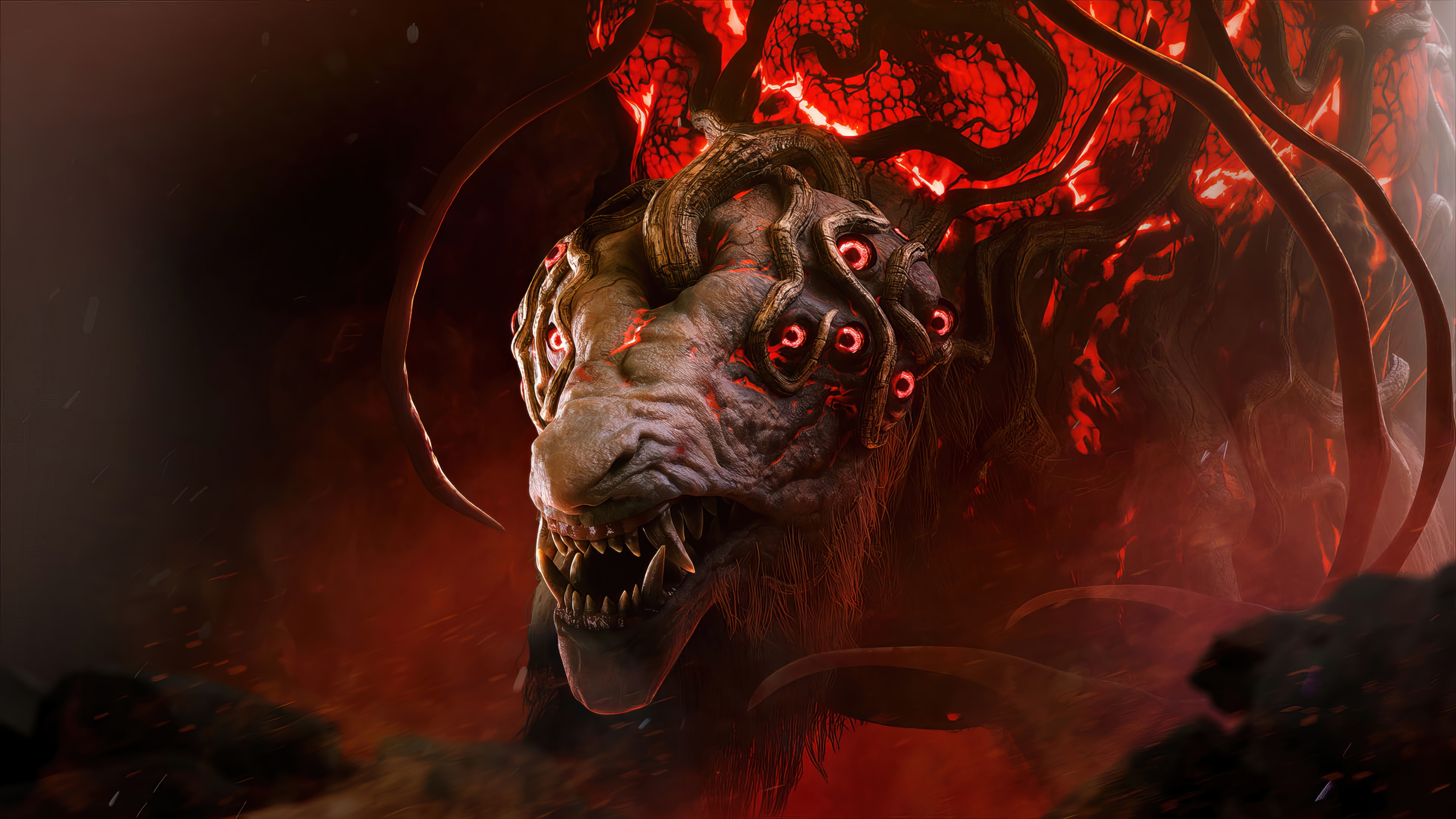 Remnant II Monster with multiple eyes and horns HD Wallpaper