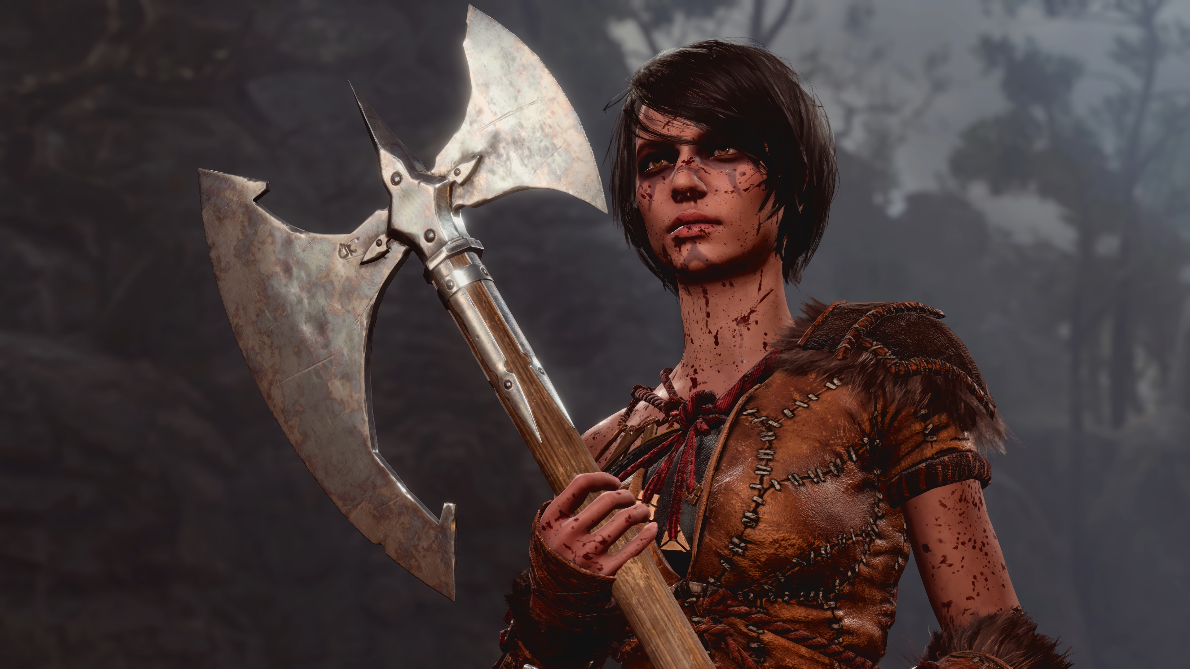 Woman with an axe in 4K HD Wallpaper