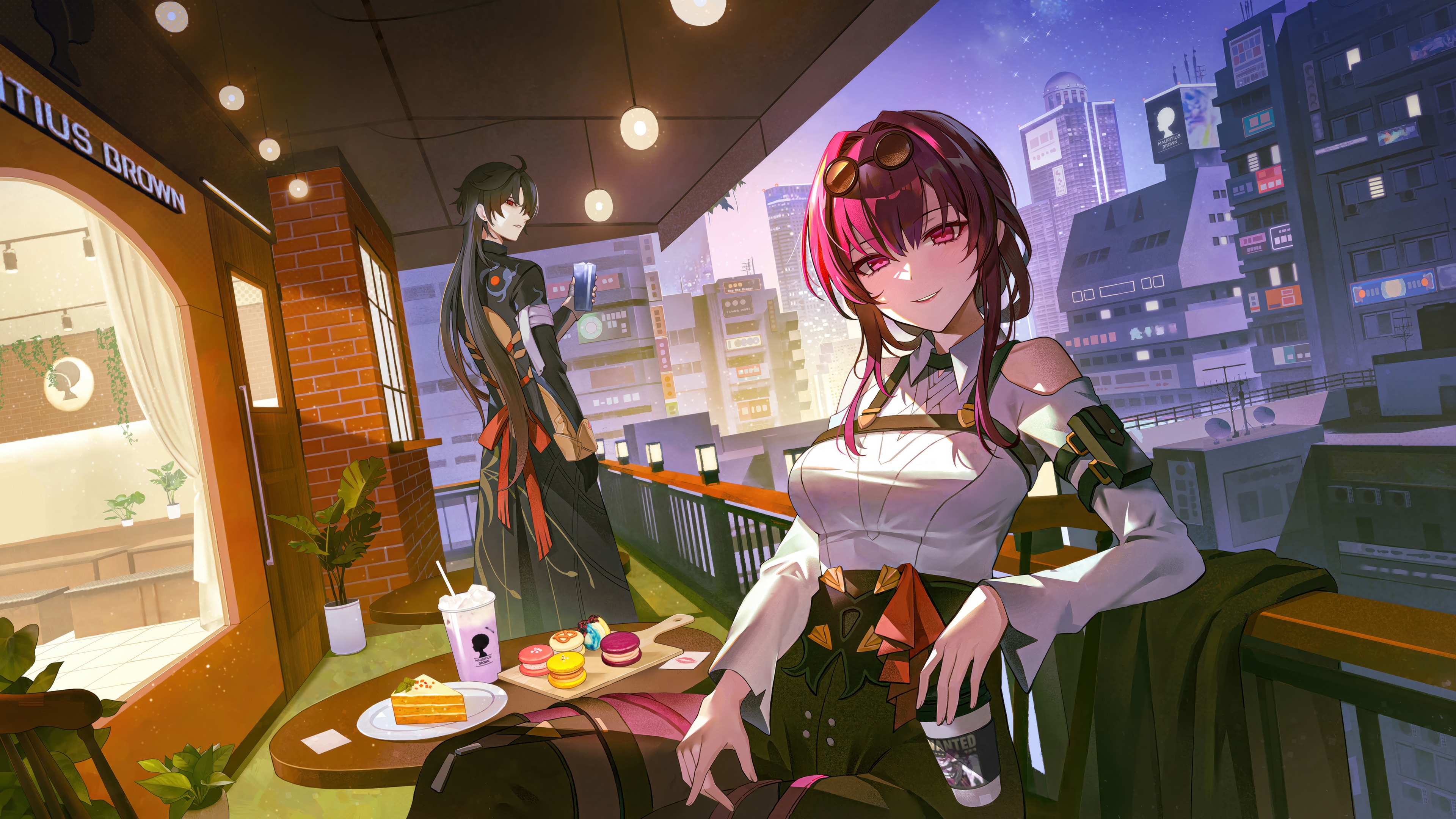 Kafka and Blade from Honkai: Star Rail on a balcony HD Wallpaper