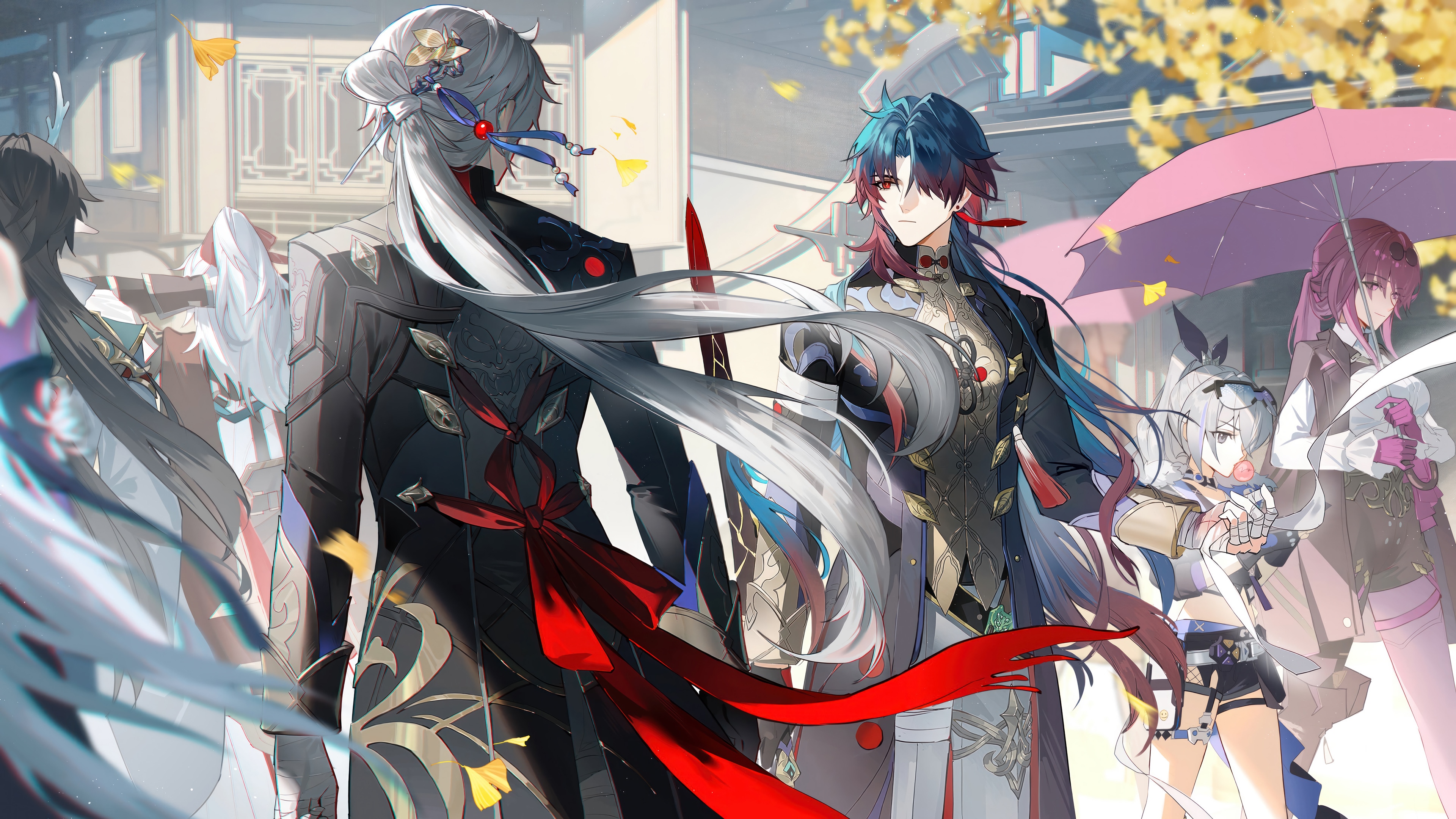 Honkai Star Rail characters with Silver Wolf and Kafka HD Wallpaper