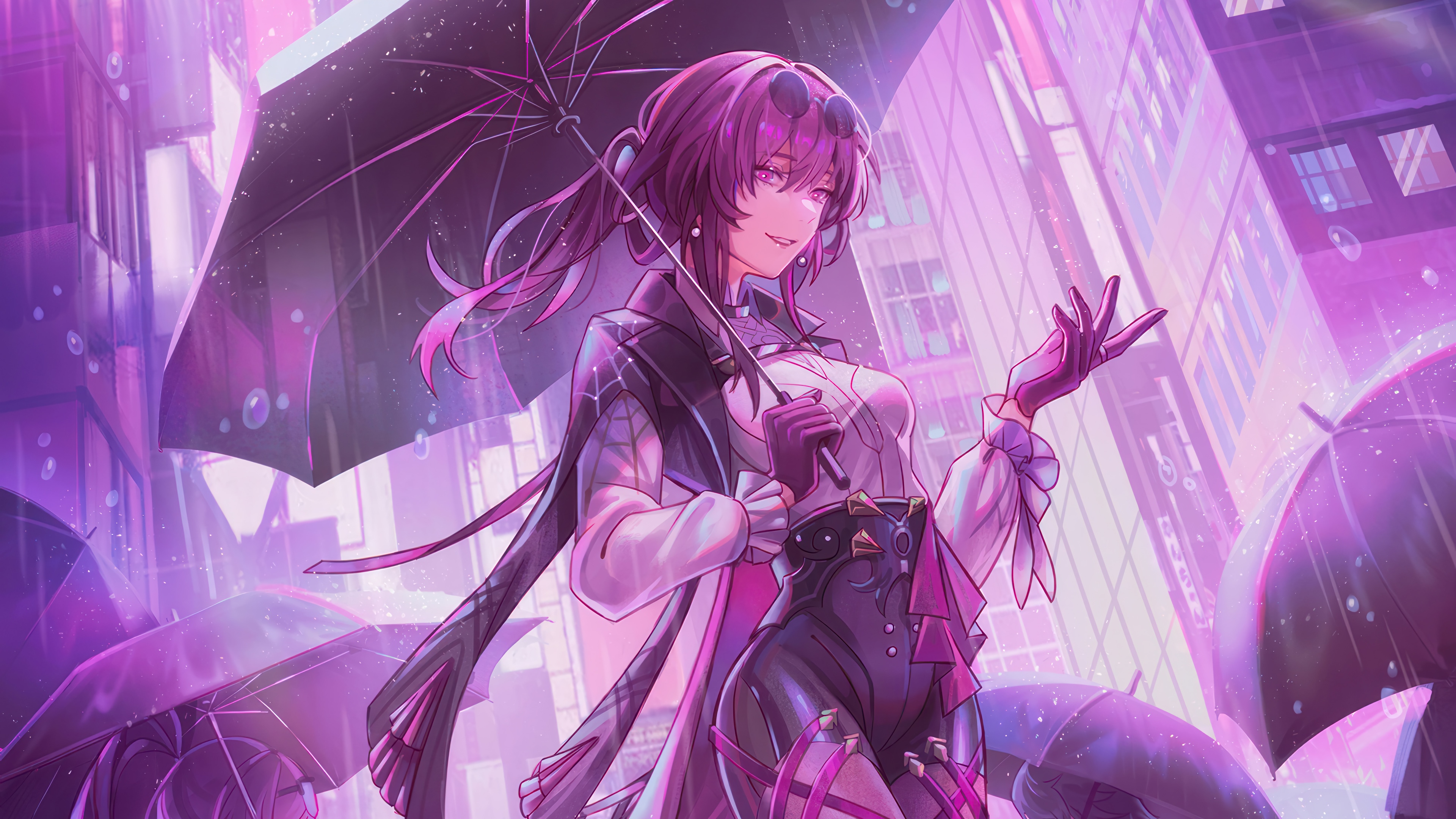 Kafka from Honkai: Star Rail in the rain HD Wallpaper