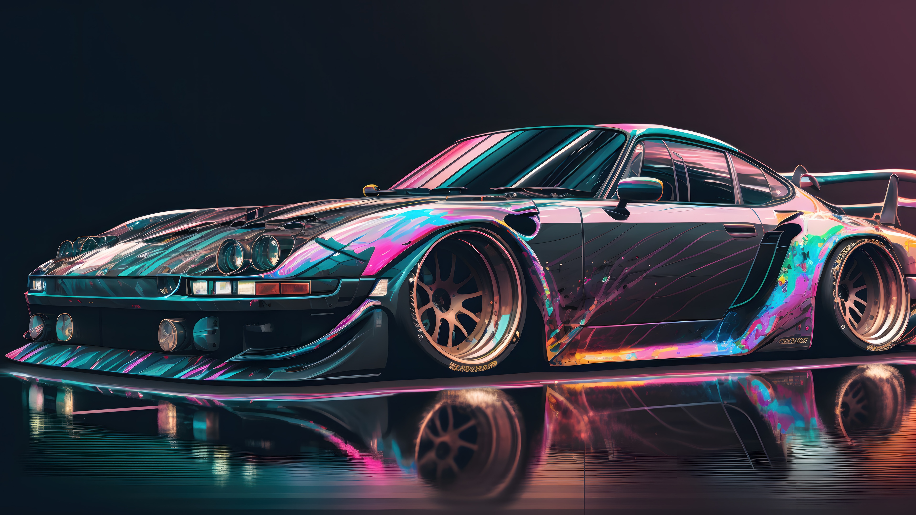 Colorful Sports Car Digital Art 4K HD Wallpaper