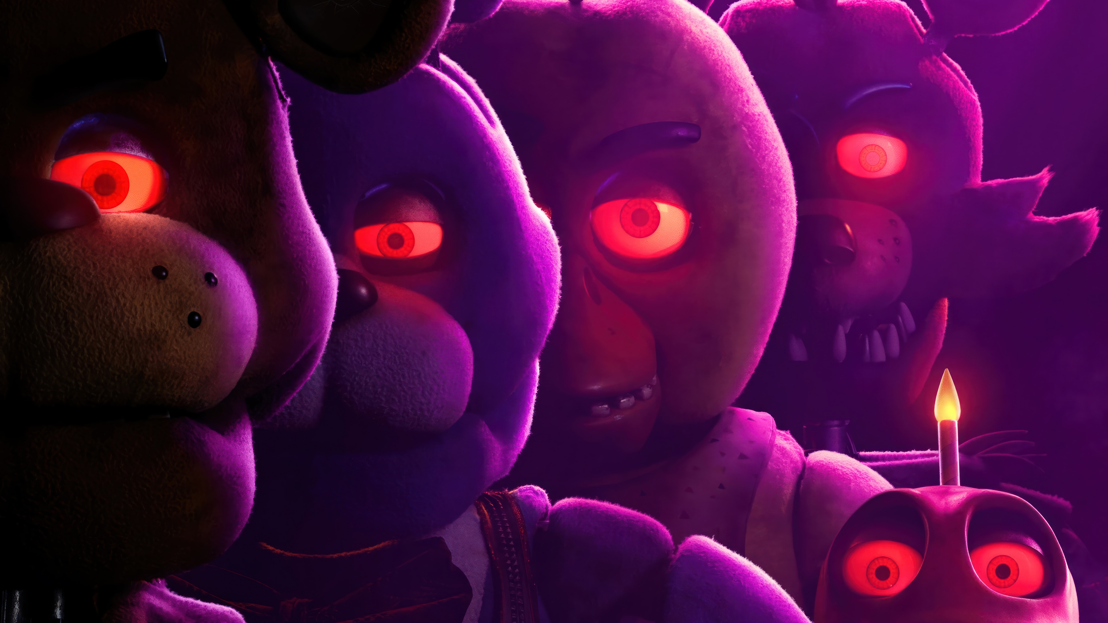 Five Nights at Freddy's characters with glowing red eyes HD Wallpaper