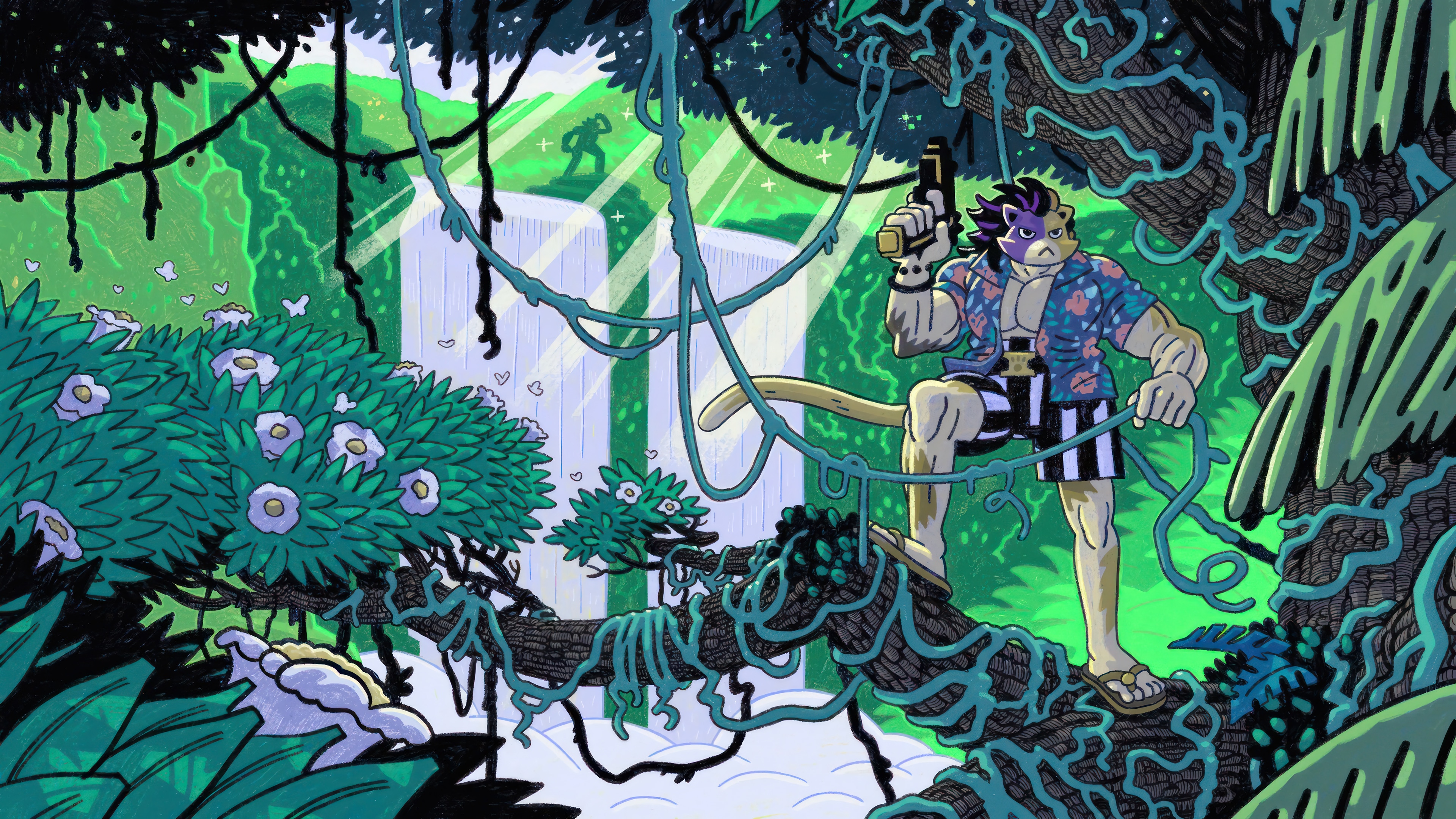 Fortnite Jungle Scene with Meowscles HD Wallpaper