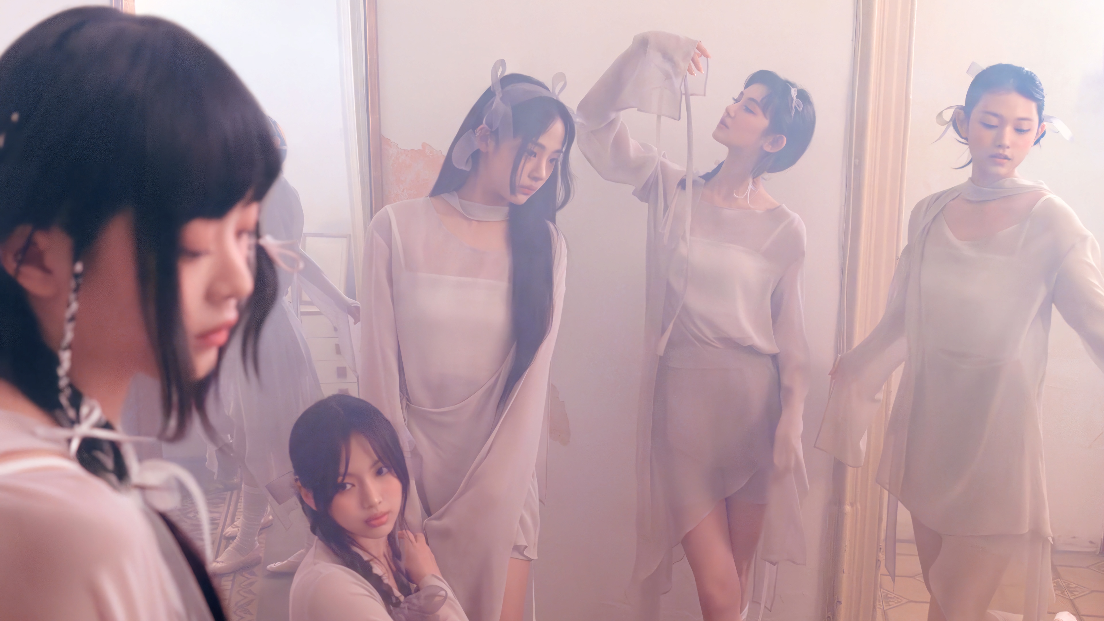NewJeans members in ethereal outfits HD Wallpaper