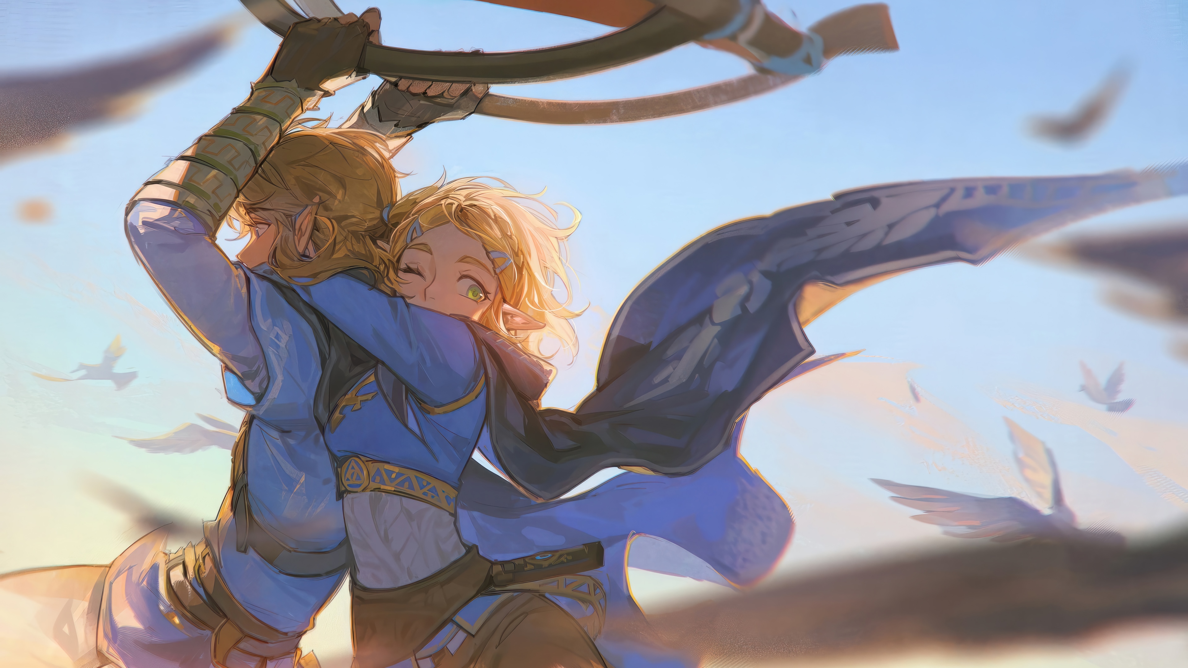 Link and Zelda in The Legend of Zelda: Tears of the Kingdom 4K HD Wallpaper
