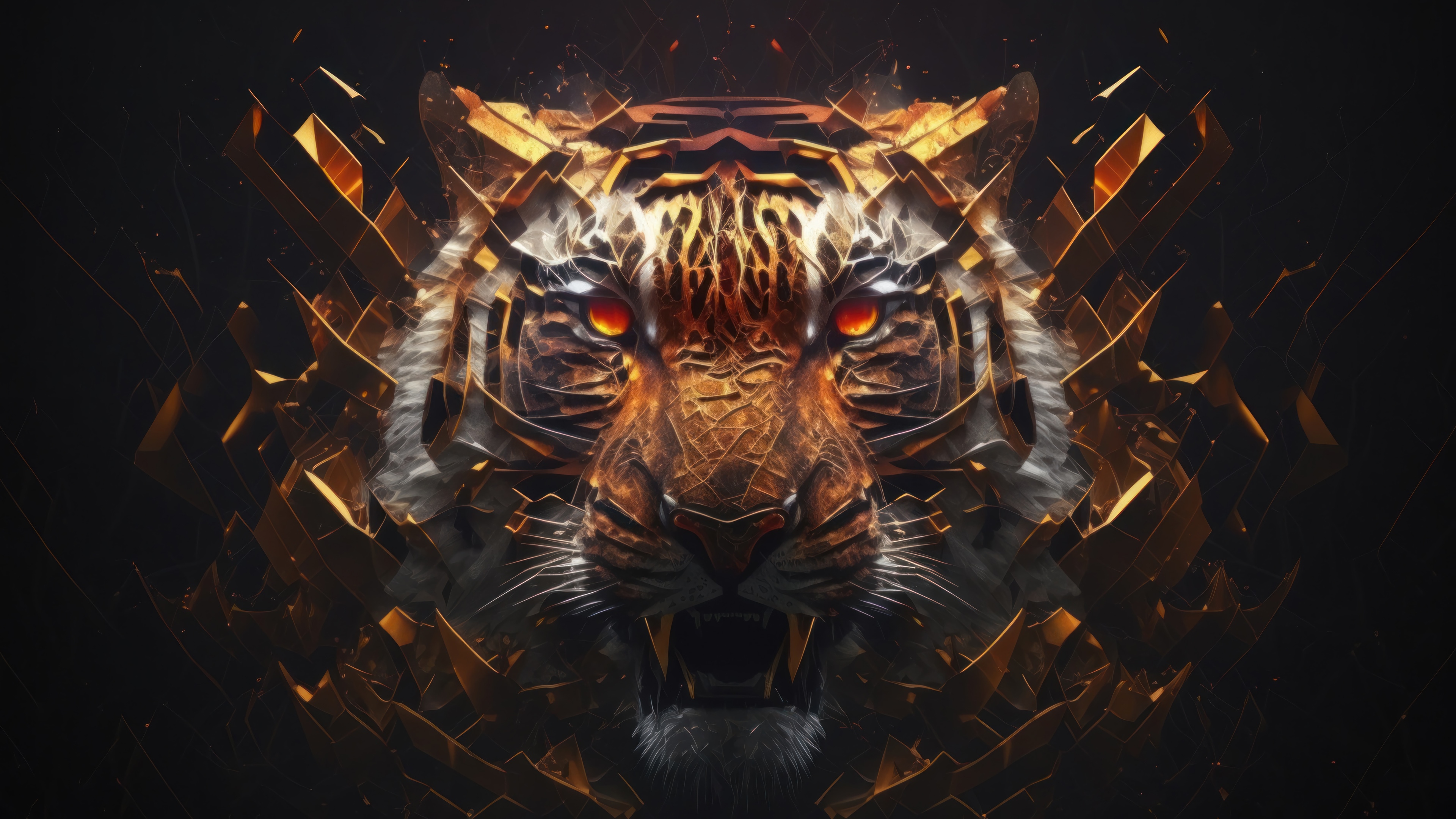 Digital Art Tiger Roar 4K HD Wallpaper