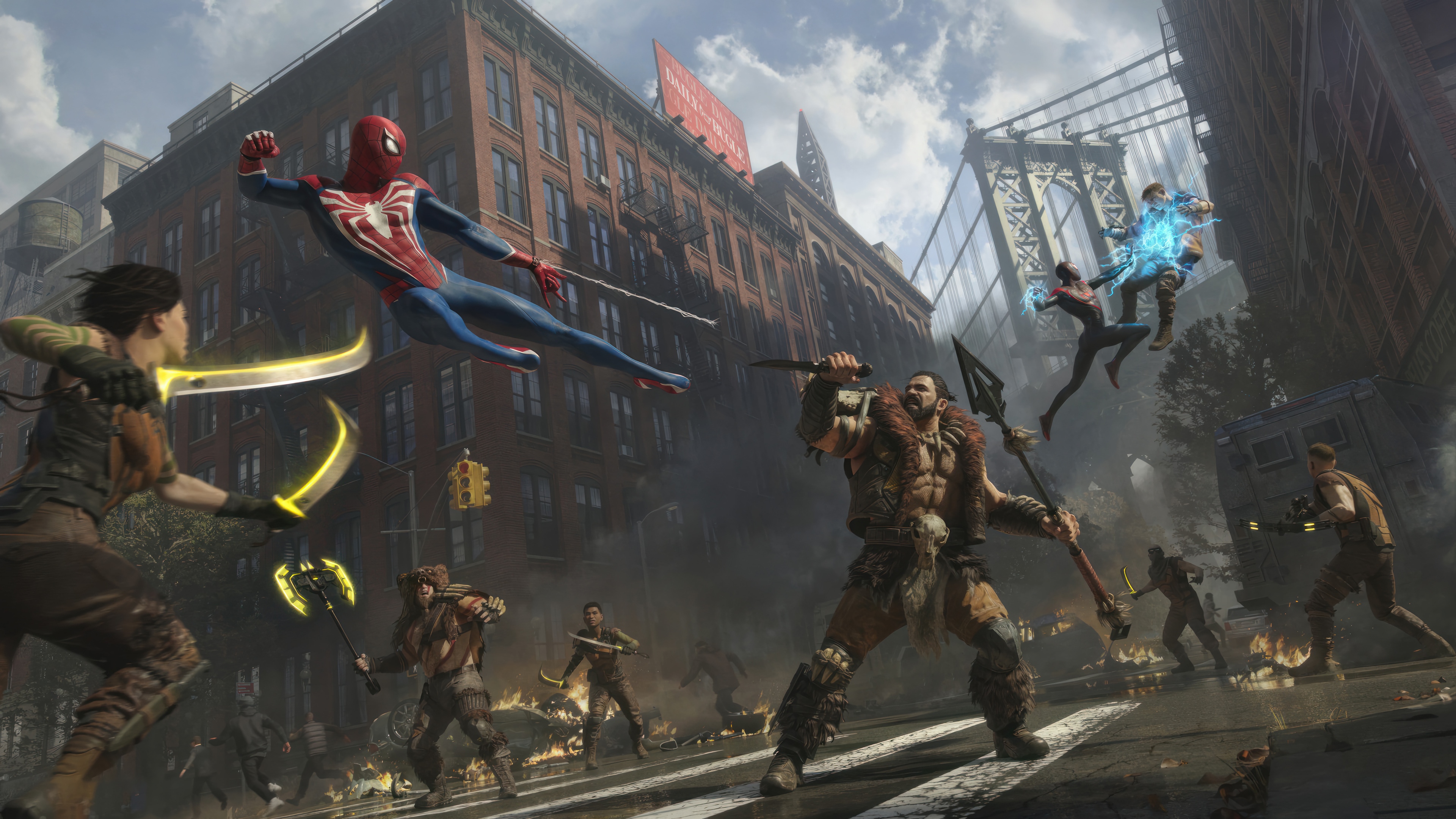 Spider-Man and Kraven in a street fight HD Wallpaper