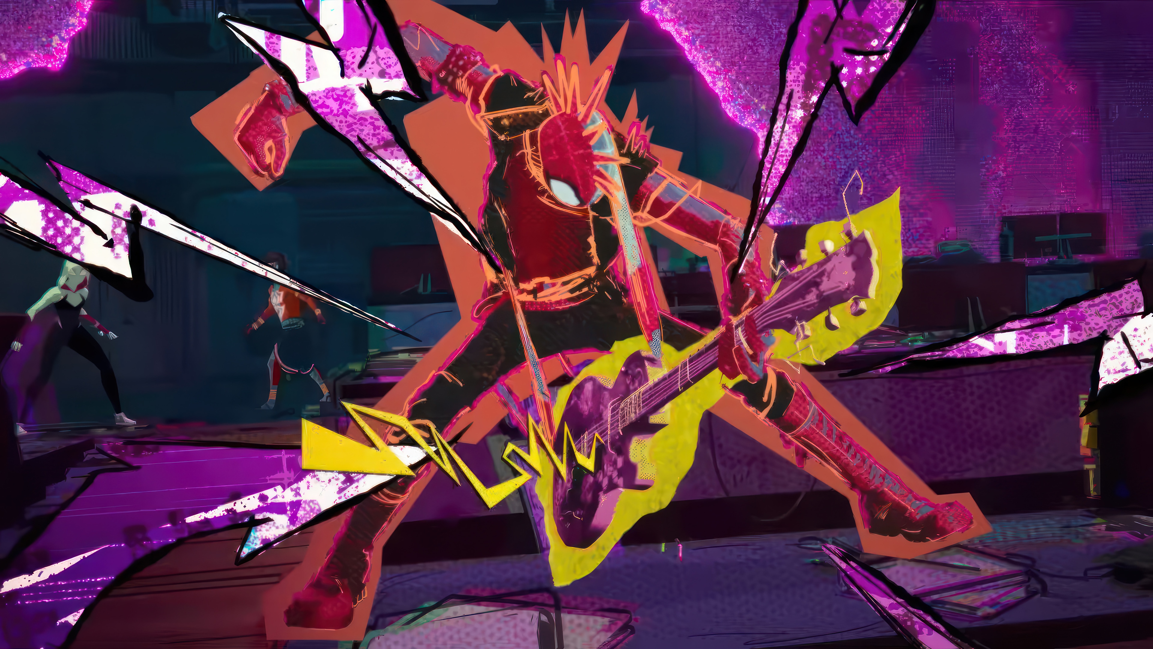 Spider-Punk plays guitar in Spider-Man: Across the Spider-Verse 4K HD Wallpaper