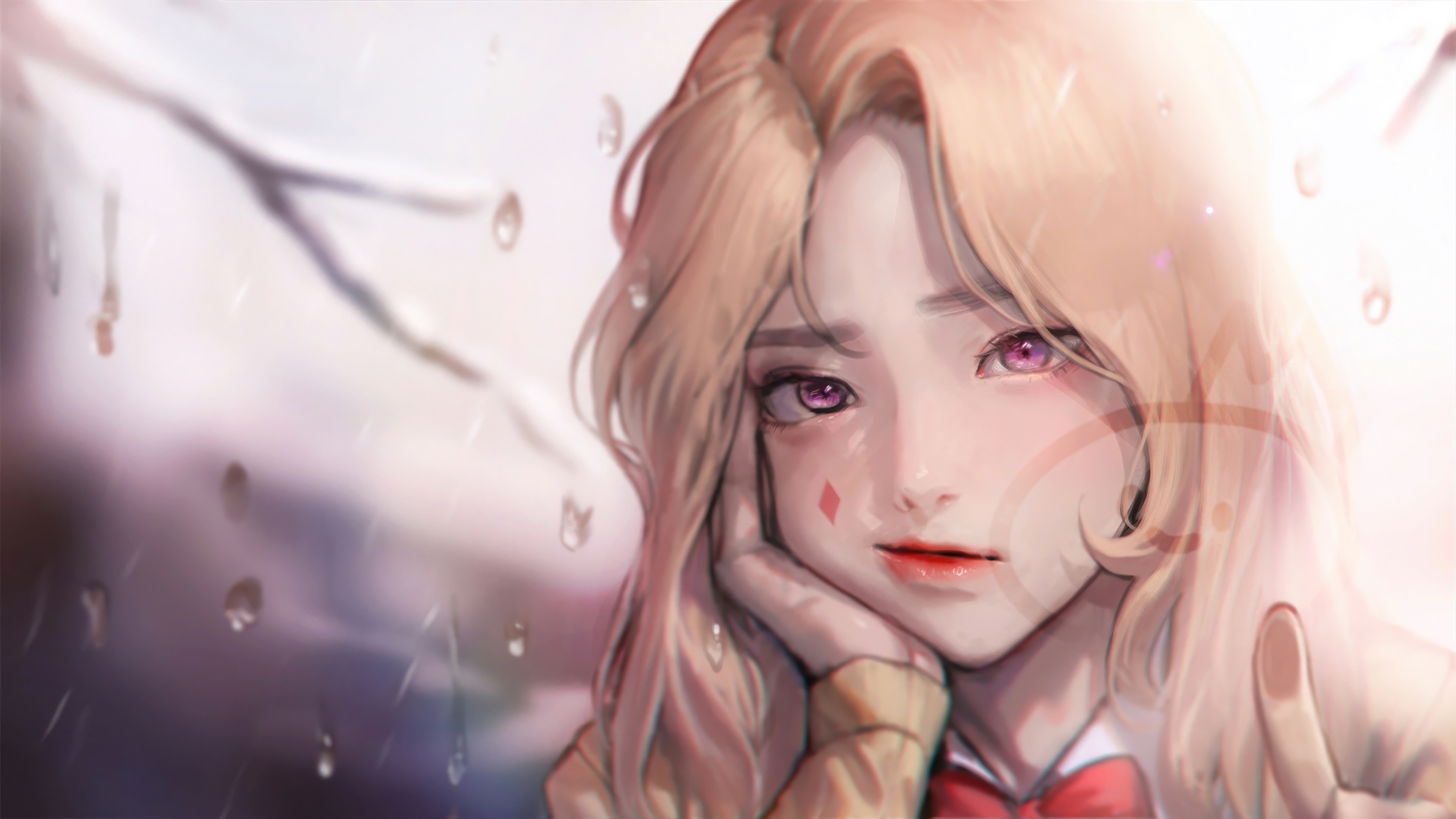 Cute Anime Girl with Blonde Hair 4K HD Wallpaper