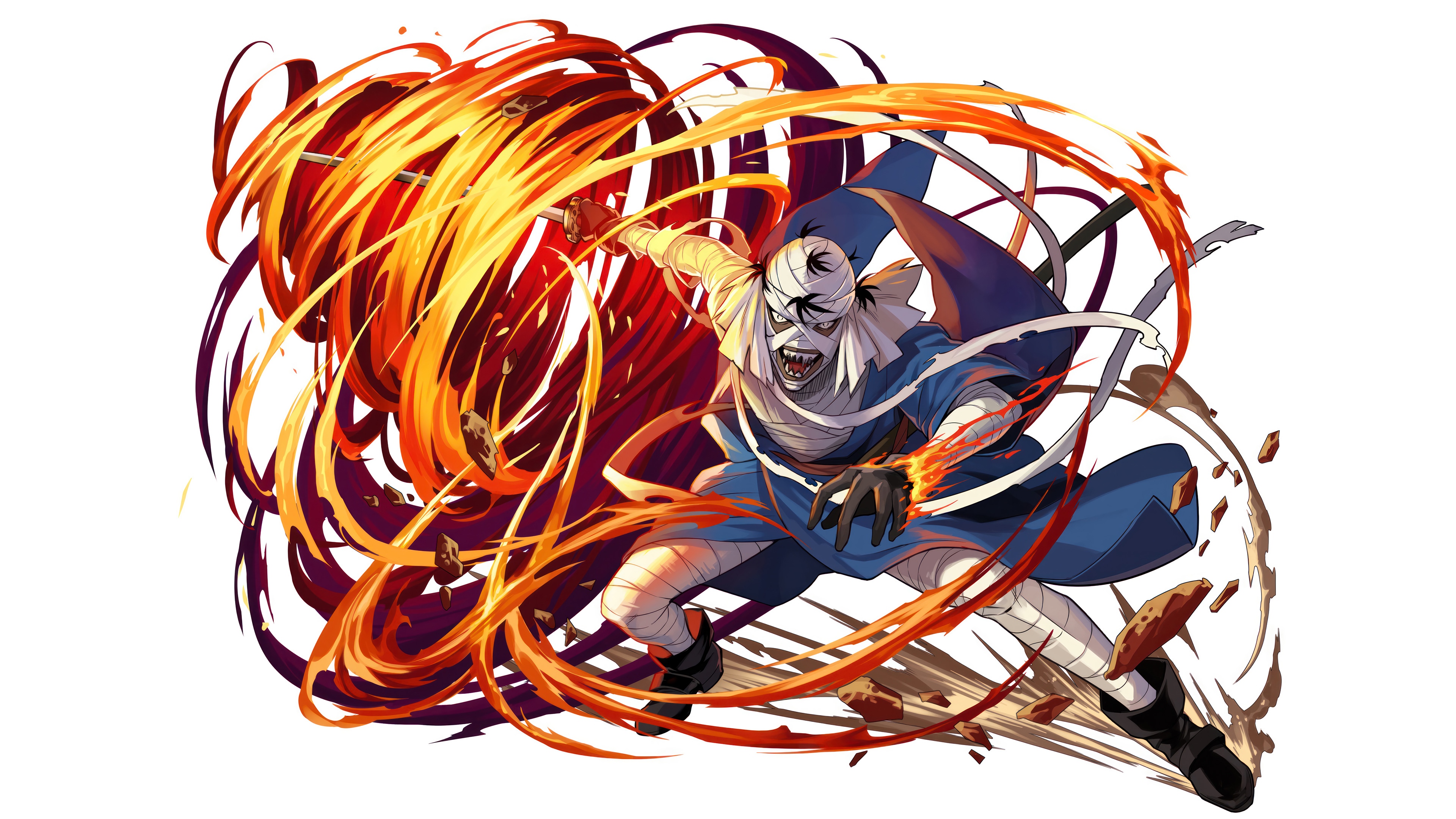Makoto Shishio from Rurouni Kenshin using fire attack HD Wallpaper