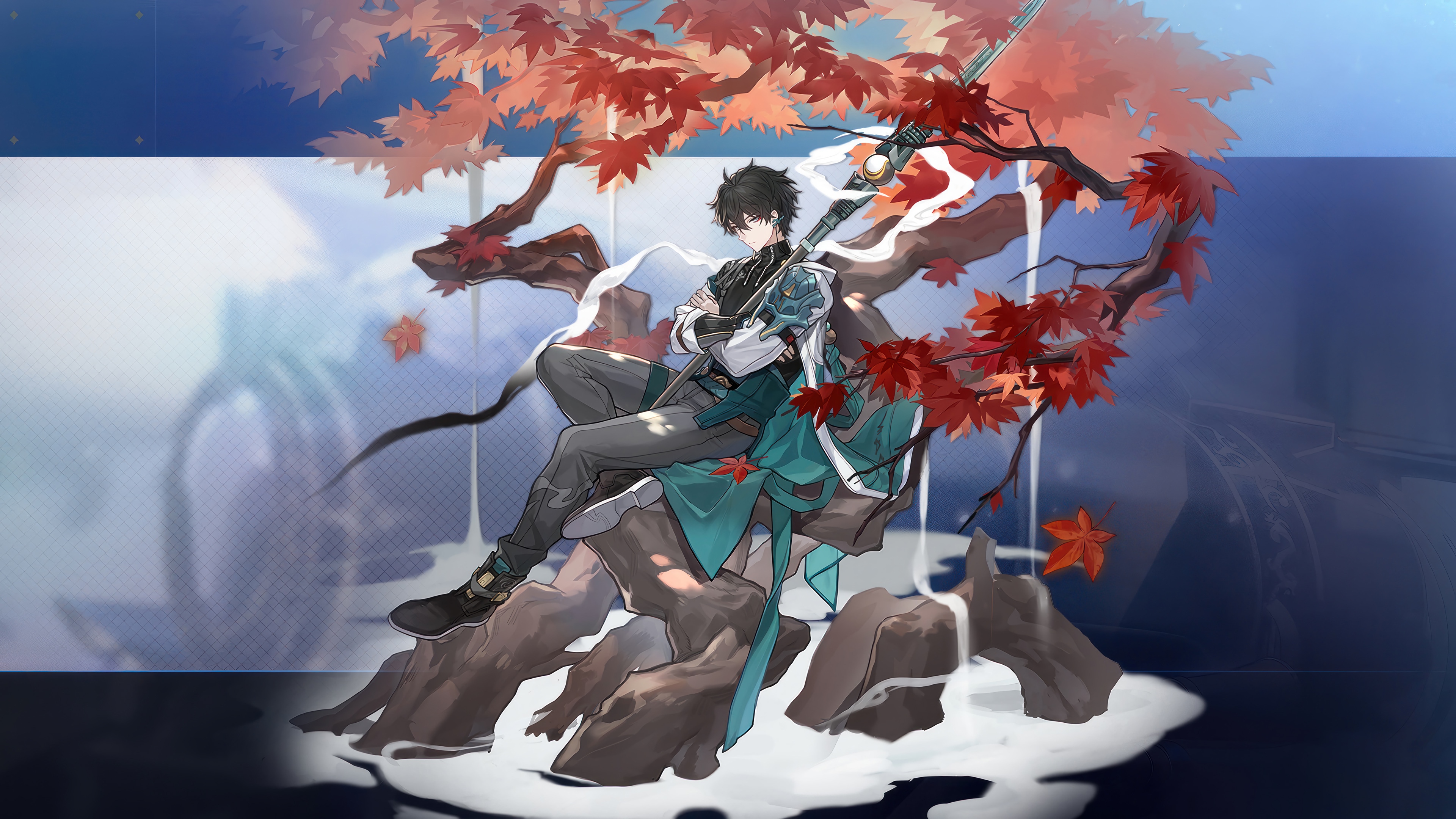 Dan Heng from Honkai Star Rail sitting on rocks HD Wallpaper
