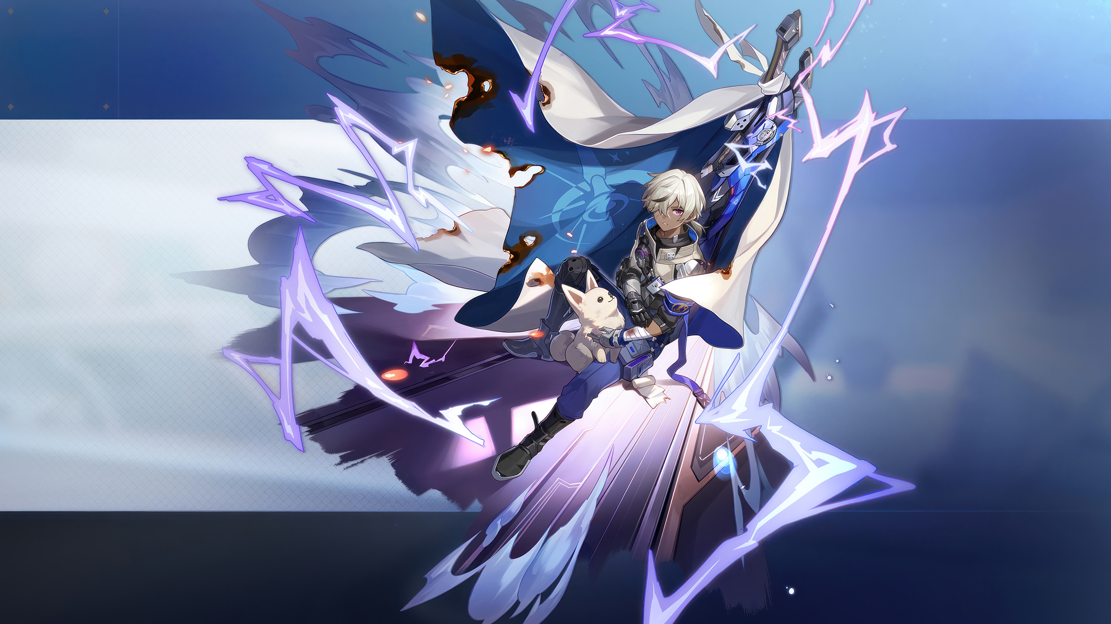 Arlan and companion with lightning effects in Honkai Star Rail 4K HD Wallpaper