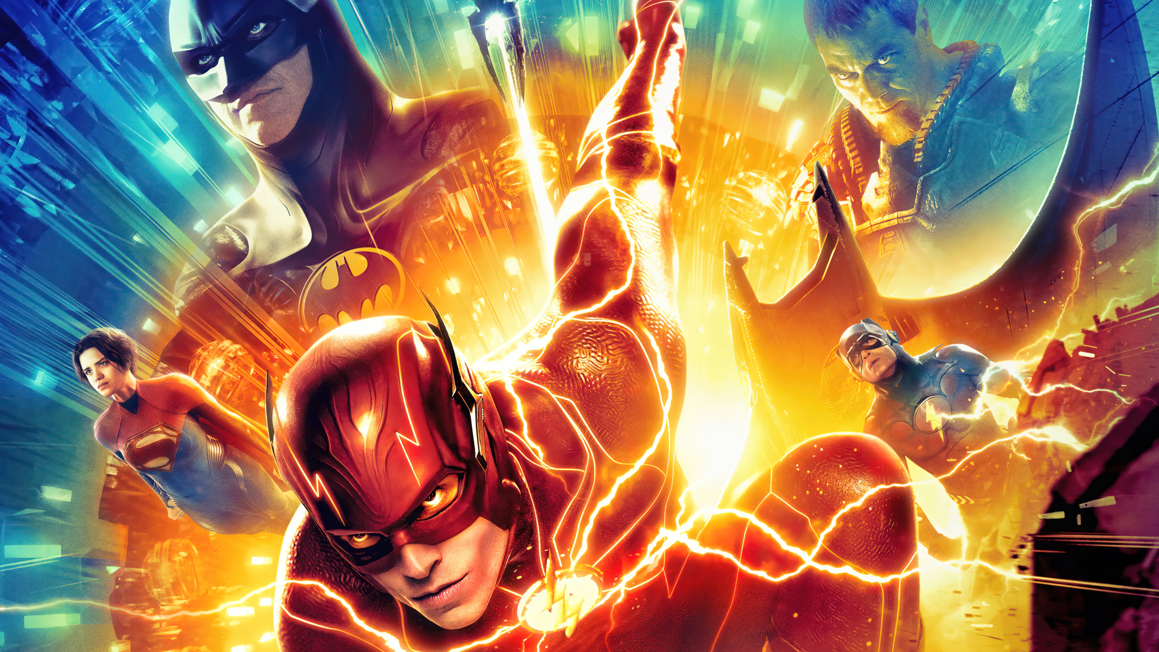 The Flash, Supergirl, and Batman in 4K HD Wallpaper