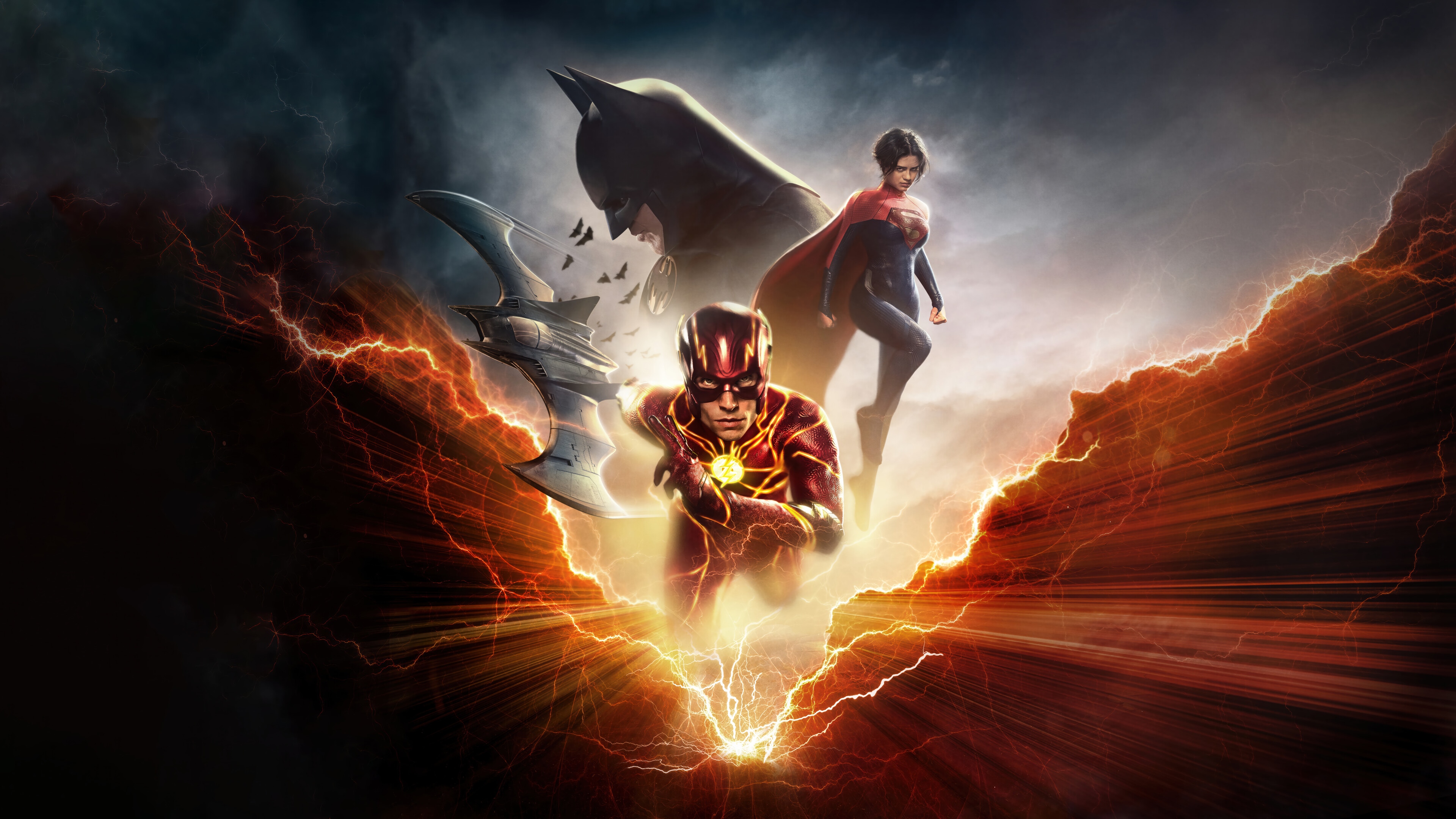 The Flash, Supergirl, and Batman in 4K HD Wallpaper