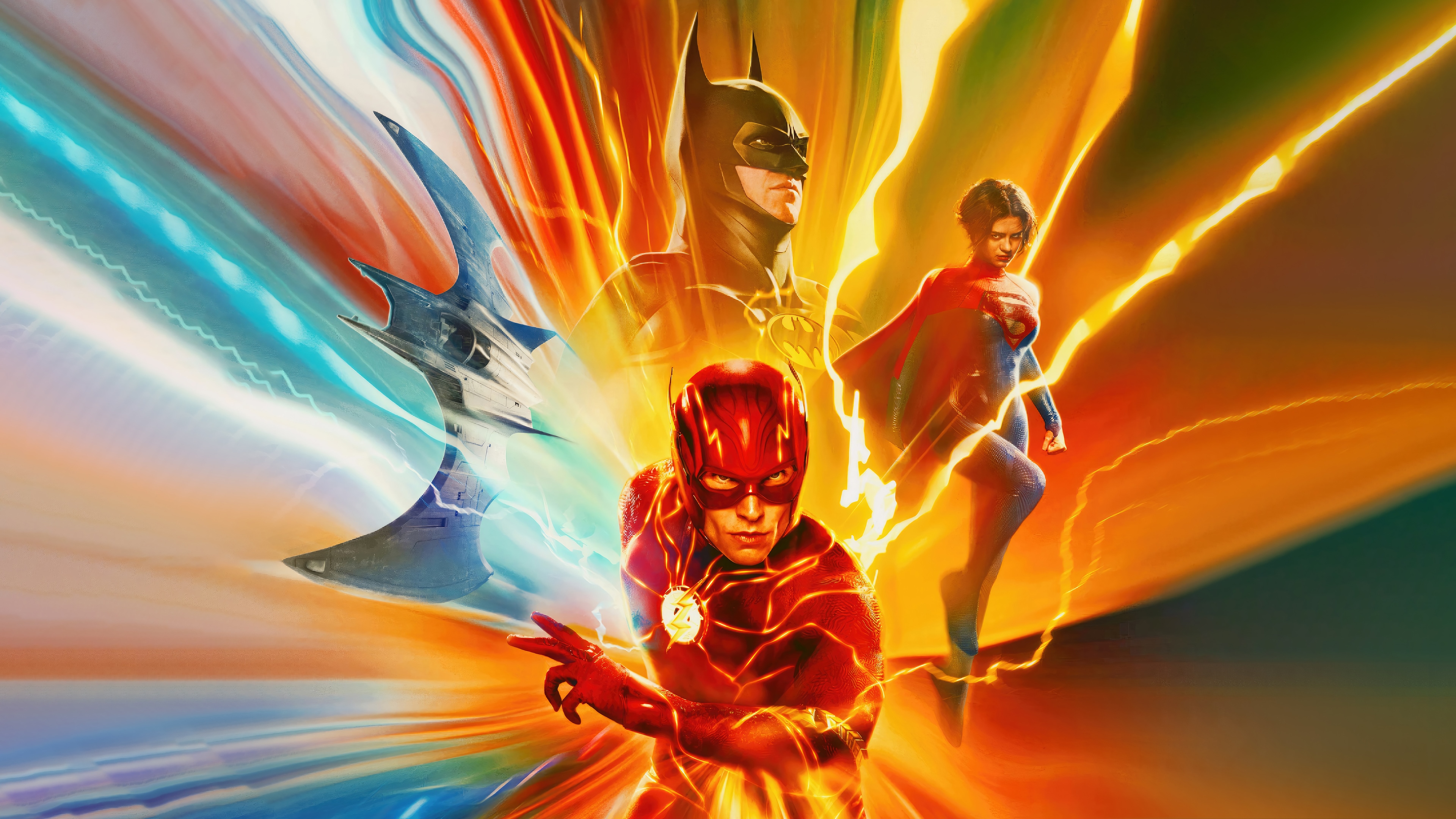 The Flash, Supergirl, and Batman in 4K HD Wallpaper