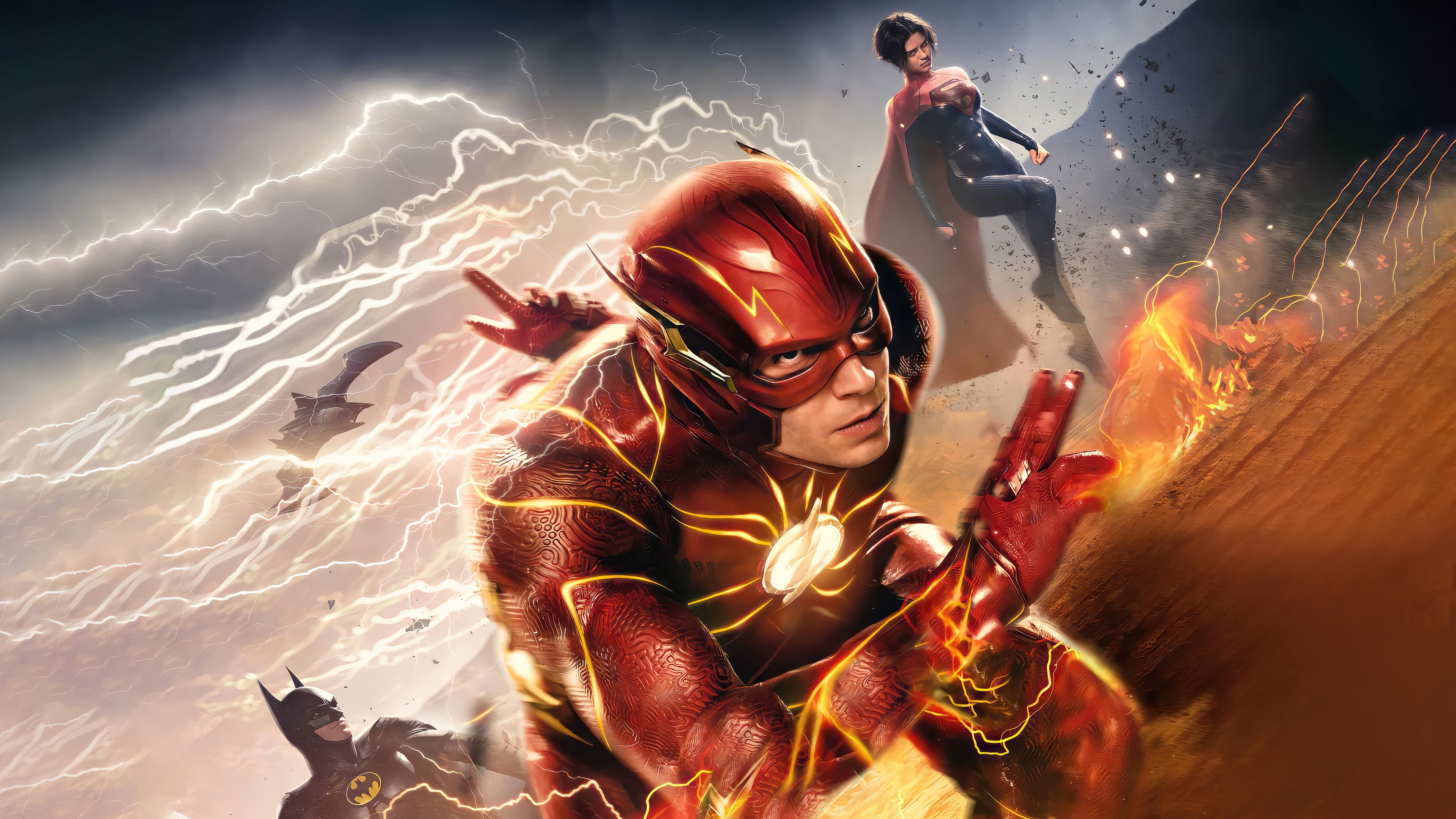 The Flash, Batman, and Supergirl in 4K HD Wallpaper