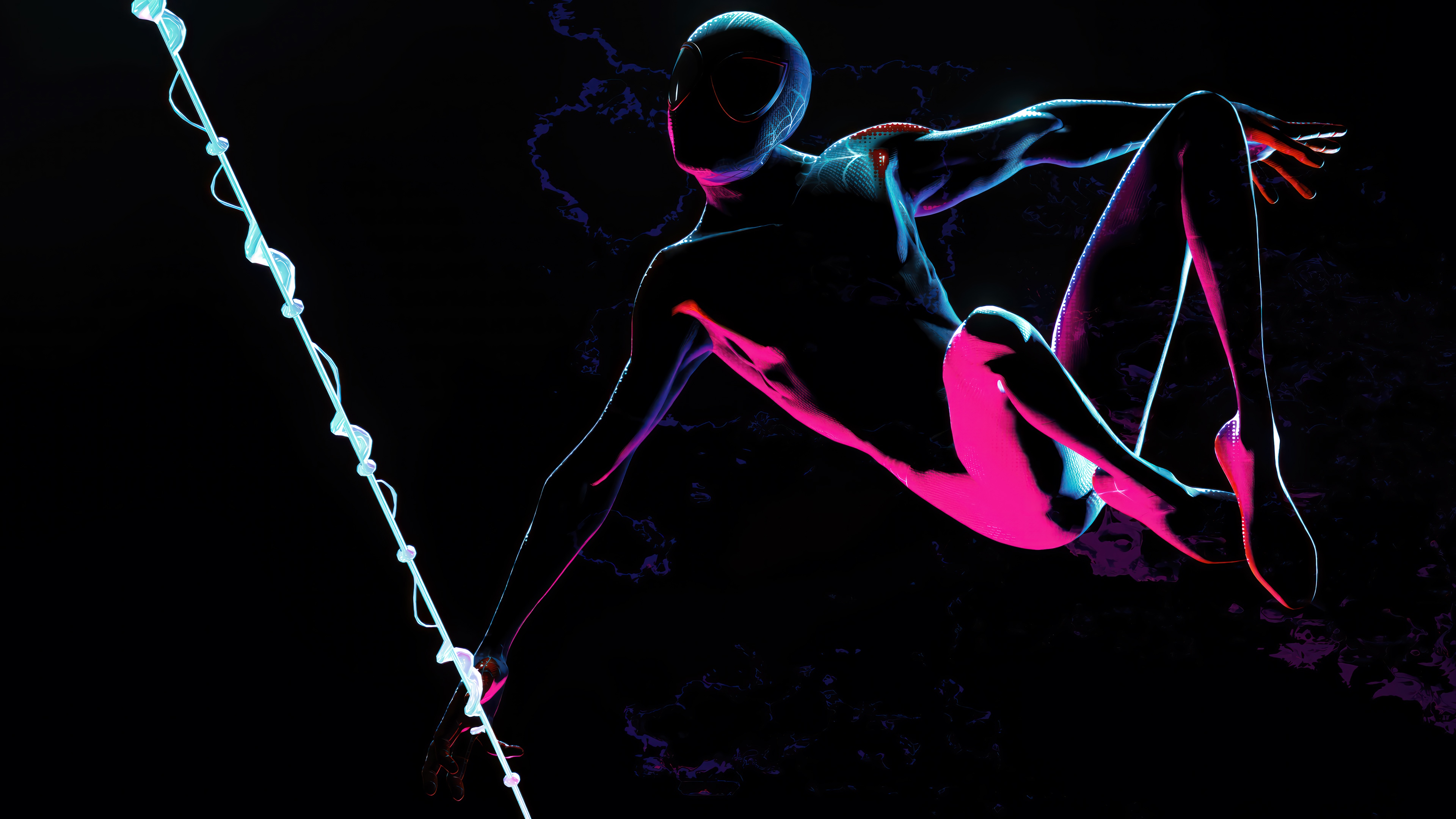 Miles Morales Swinging with Web Line 4K HD Wallpaper