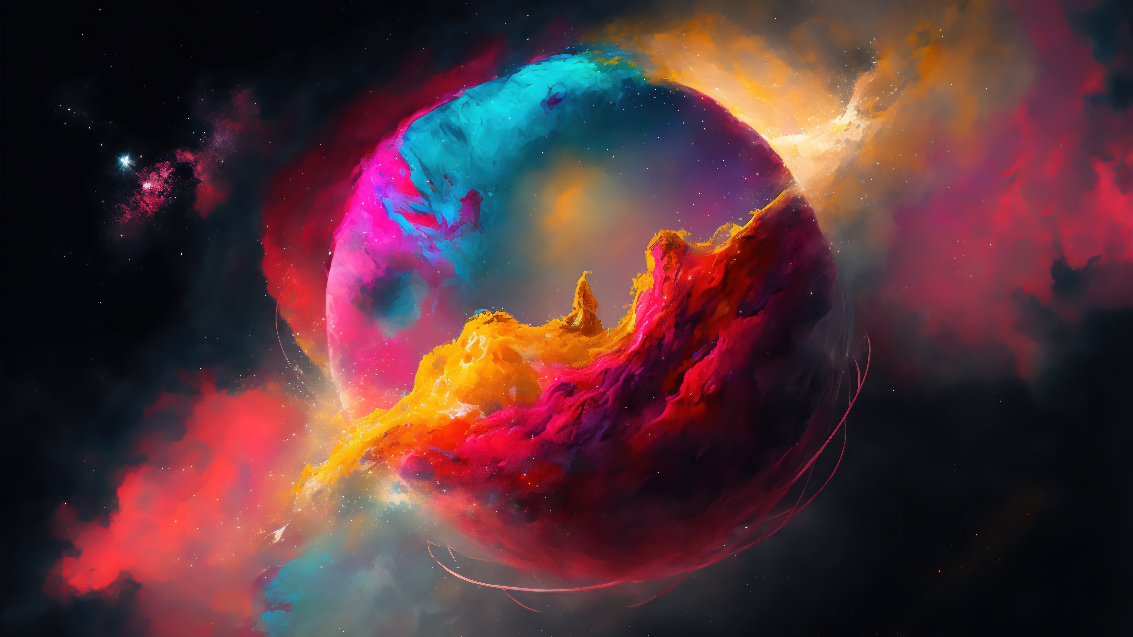 Colorful Nebula in Space Digital Art 4K HD Wallpaper