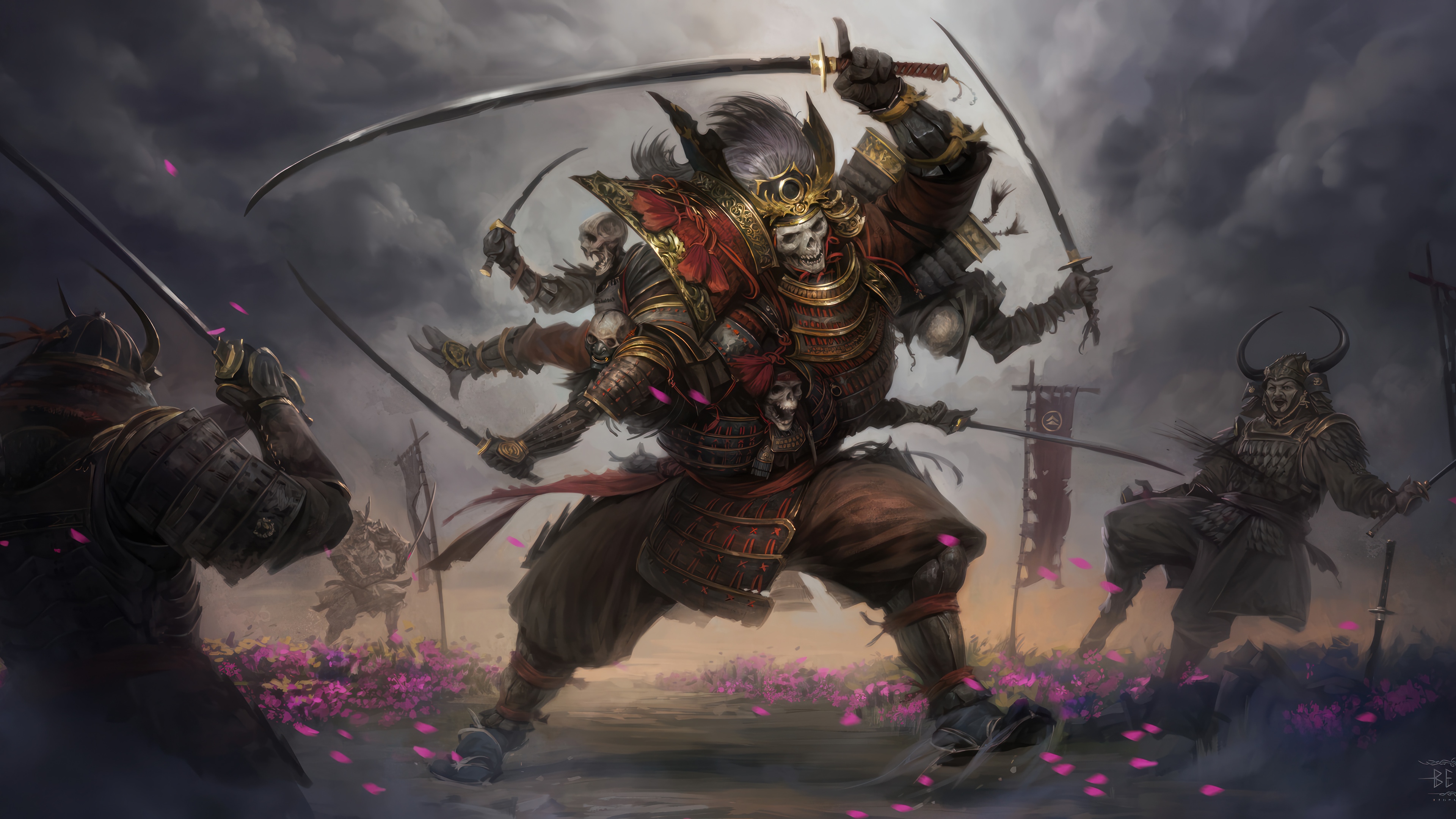 Skeleton Samurai Warrior in Battle 4K HD Wallpaper