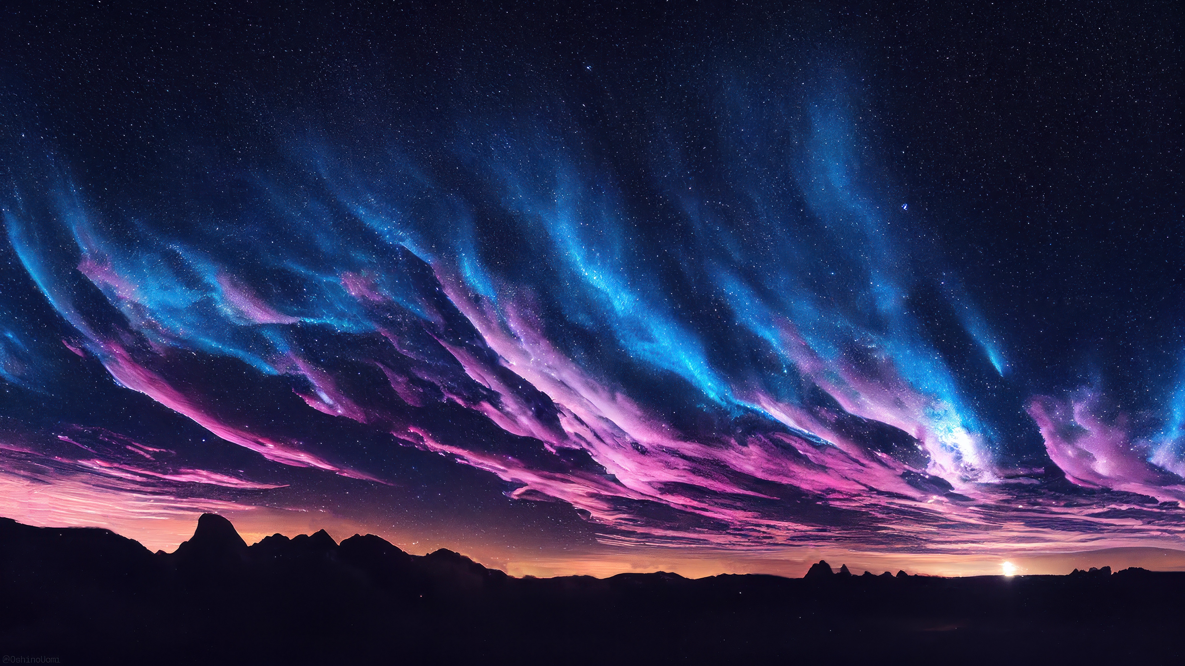 Aurora Borealis over Mountains at Sunset 4K HD Wallpaper