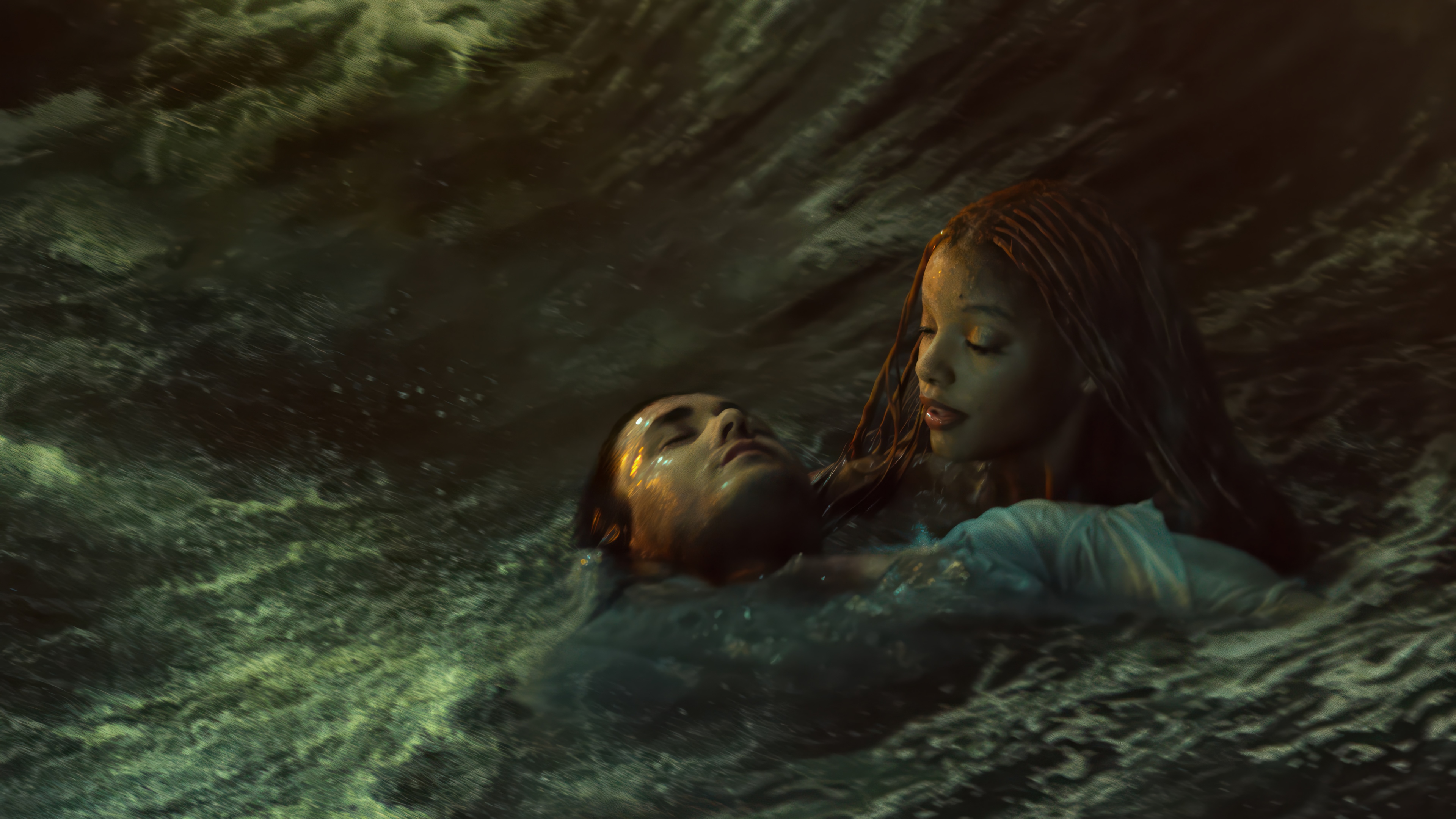 Ariel and Prince Eric in the water 4K HD Wallpaper