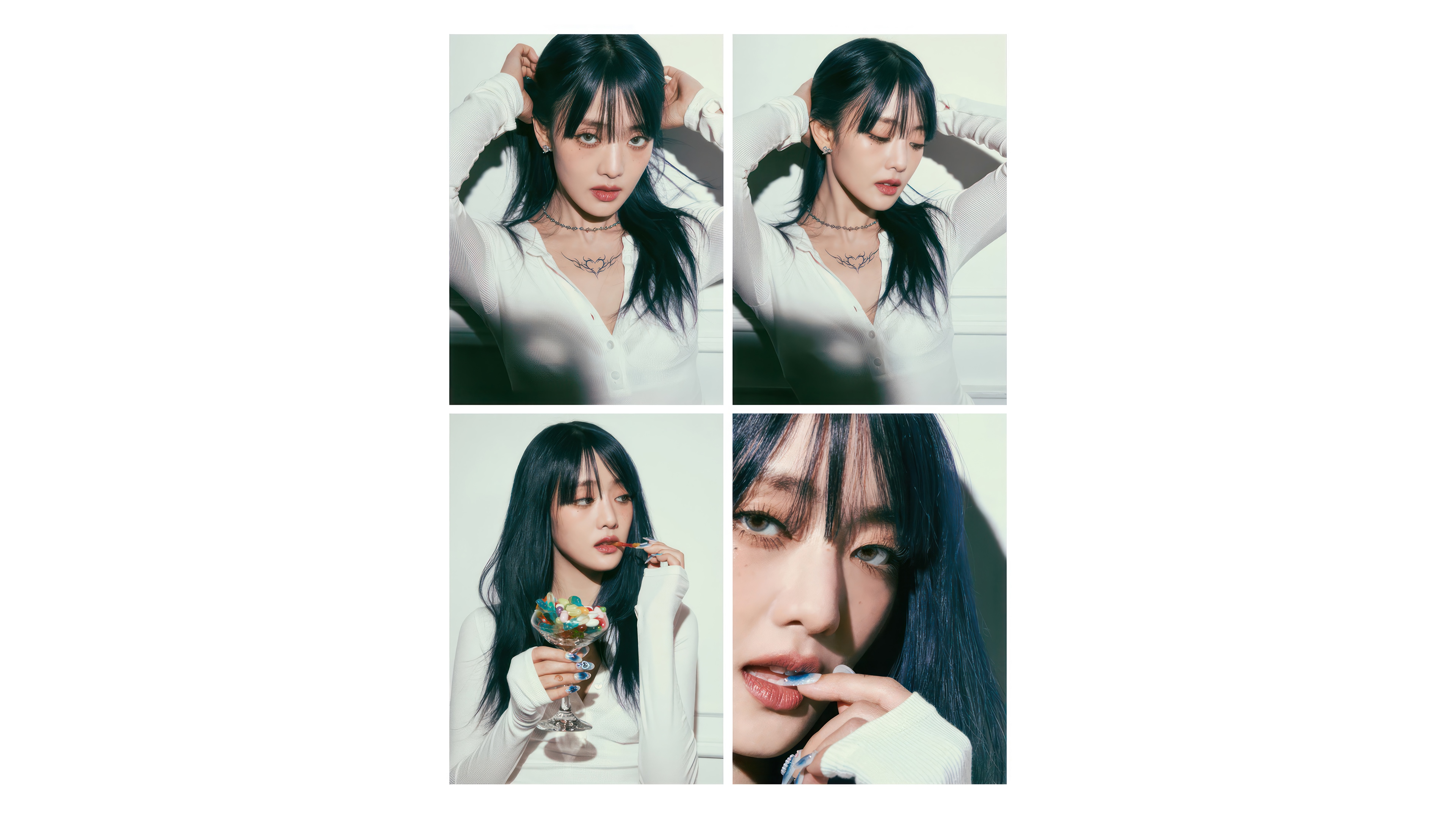 Minnie from GIDLE in a collage of photos HD Wallpaper