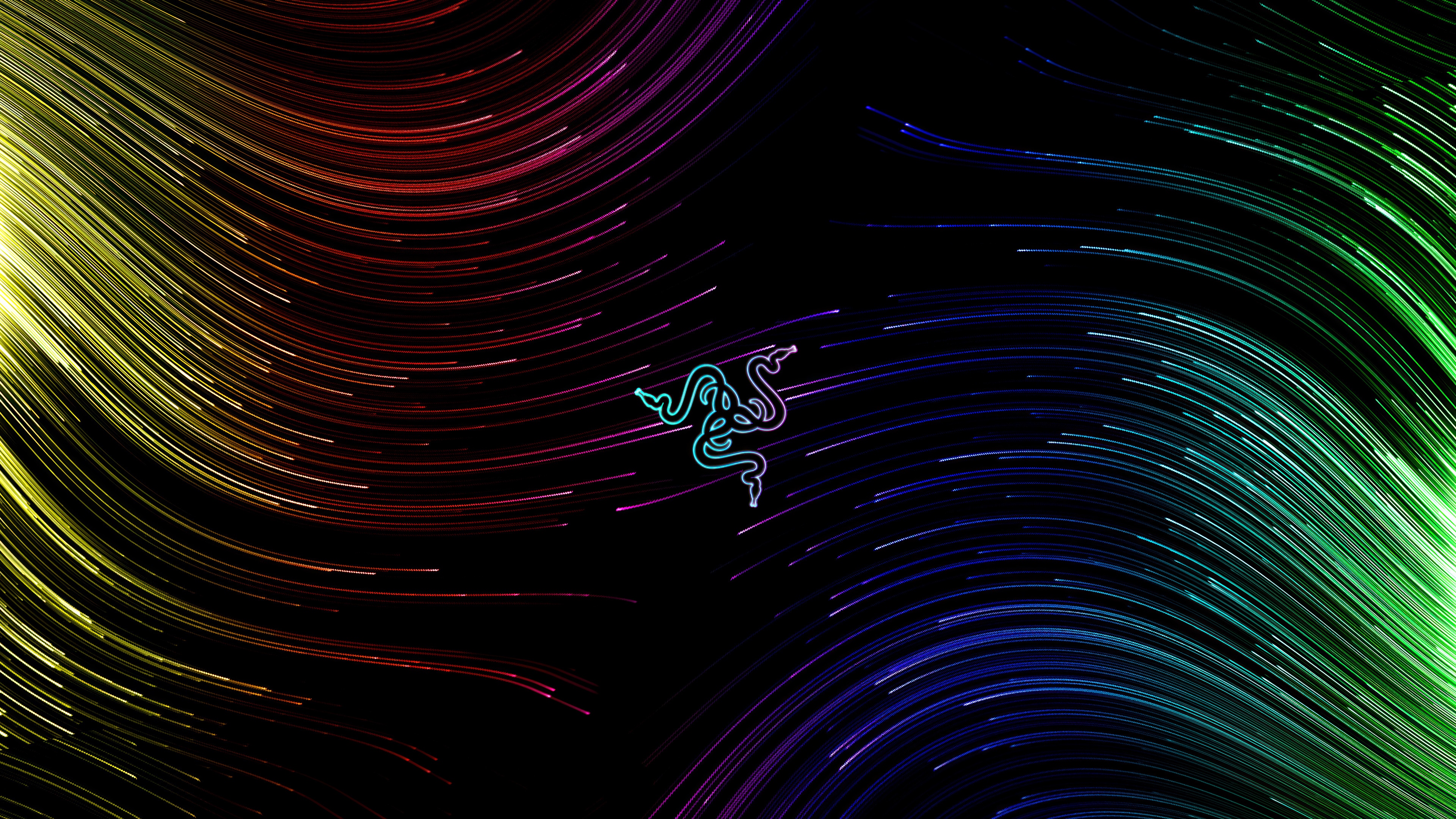 Razer Logo on Colorful Light Streaks 4K HD Wallpaper