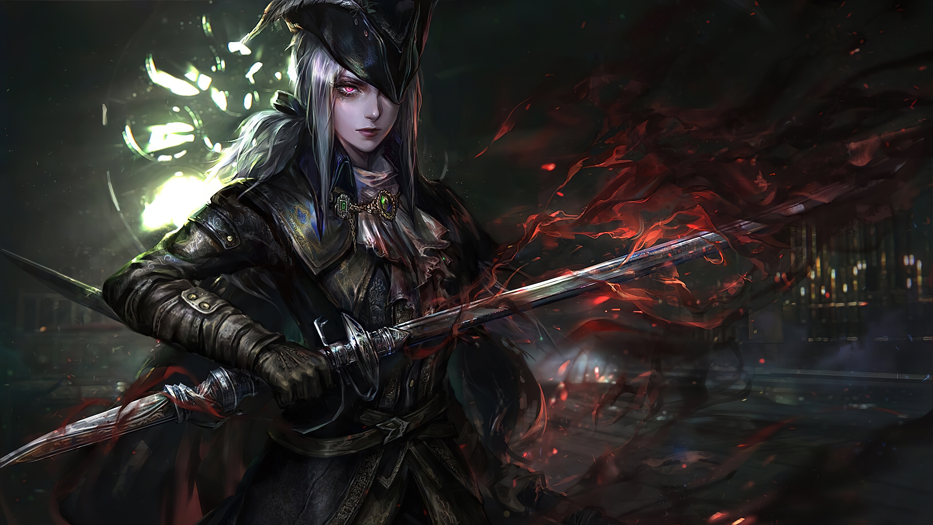 Bloodborne Hunter with Sword and Dagger HD Wallpaper