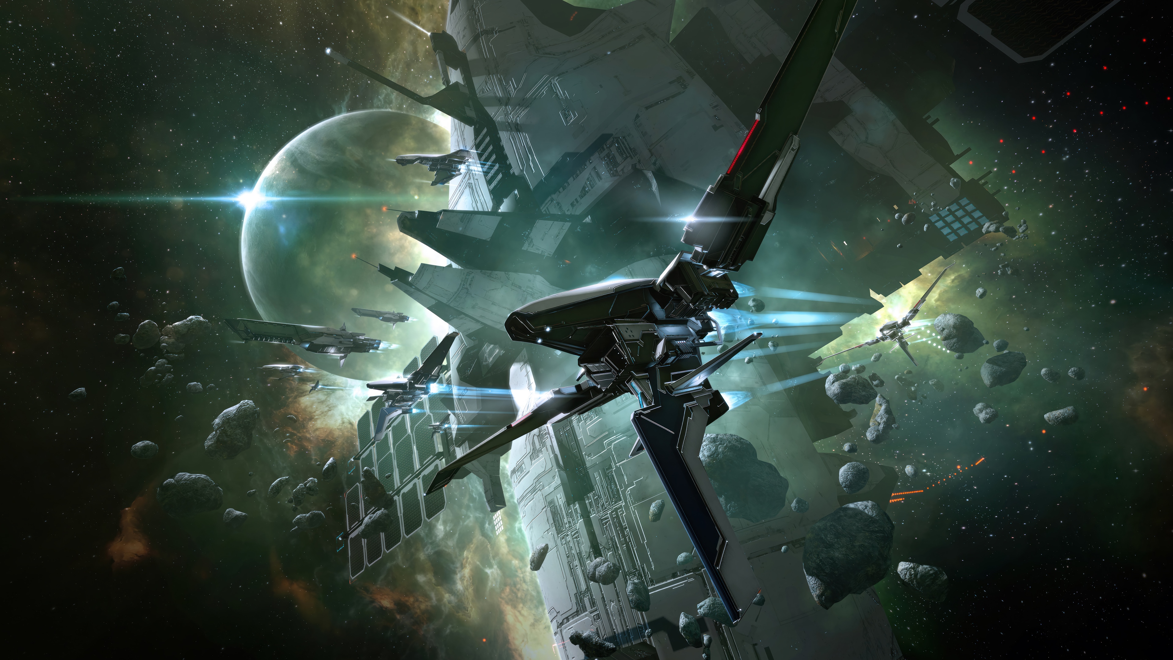 EVE Online 4K space battle scene HD Wallpaper
