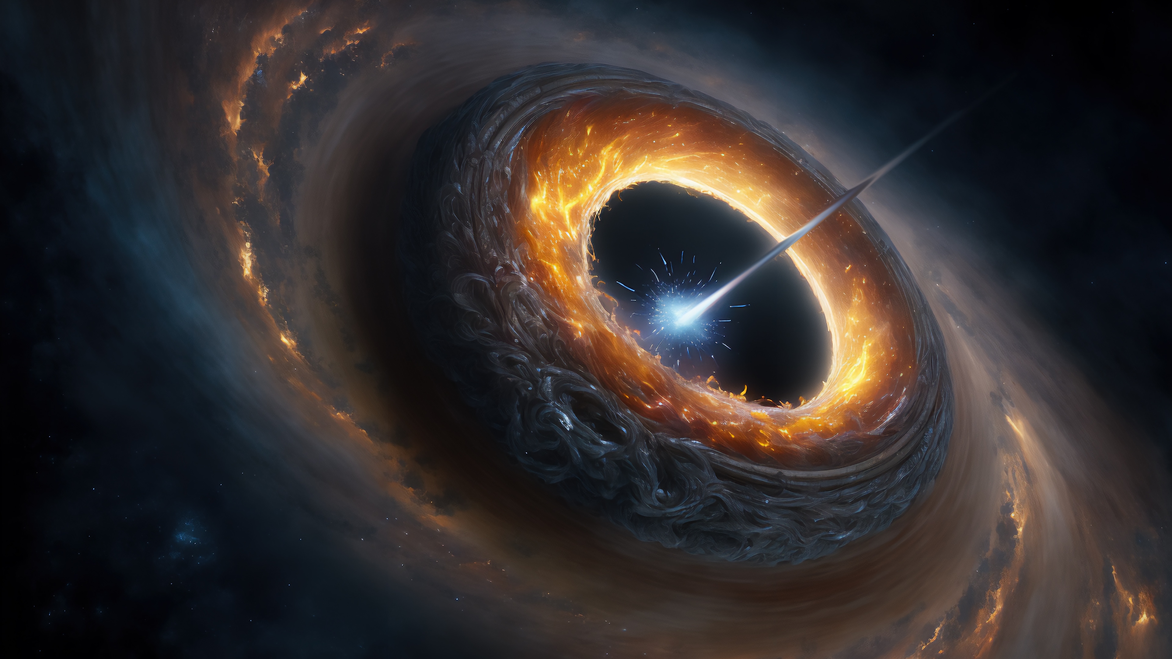 Black Hole with Accretion Disk and Jet HD Wallpaper