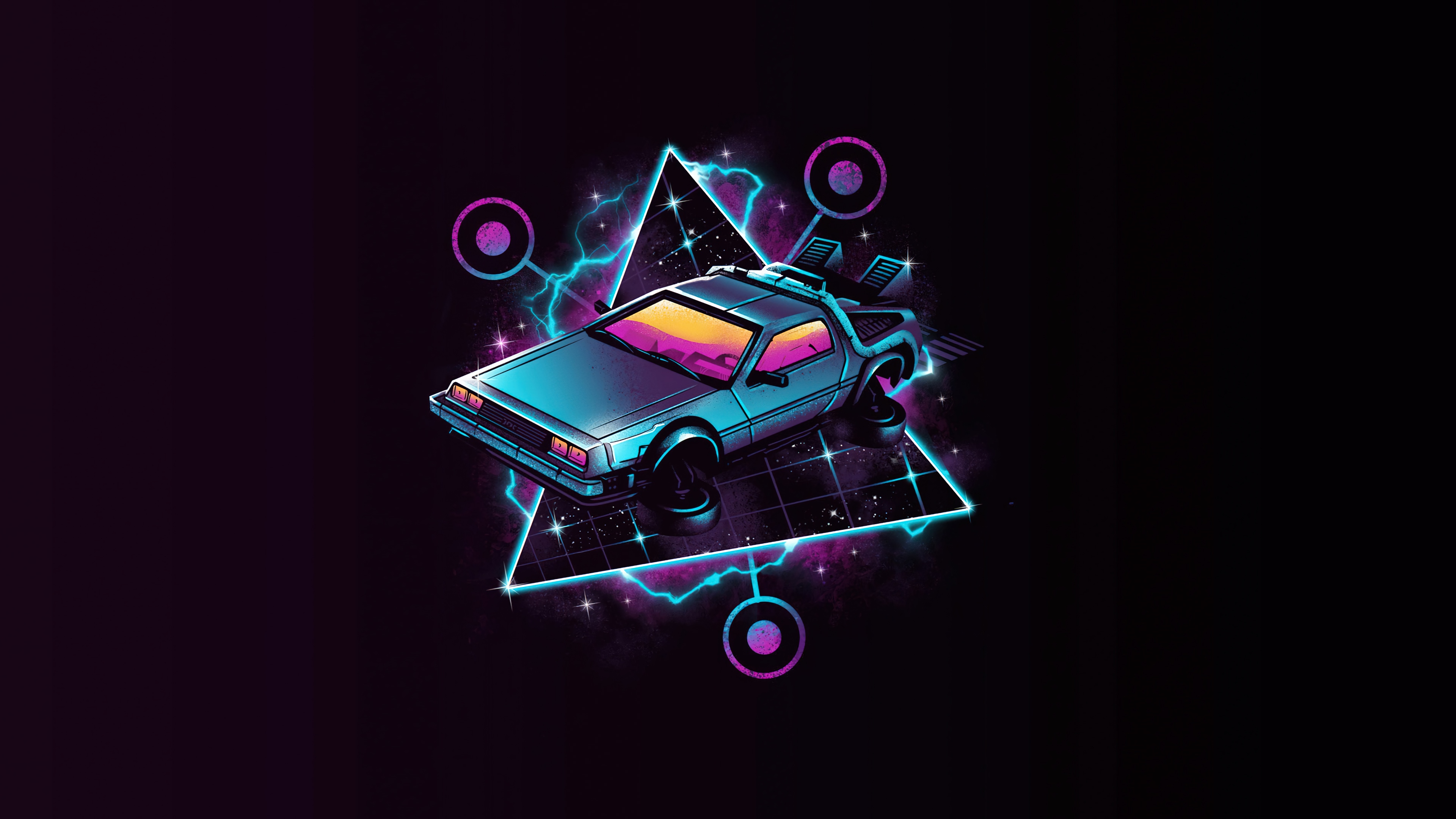 DeLorean time machine in digital art 4K HD Wallpaper