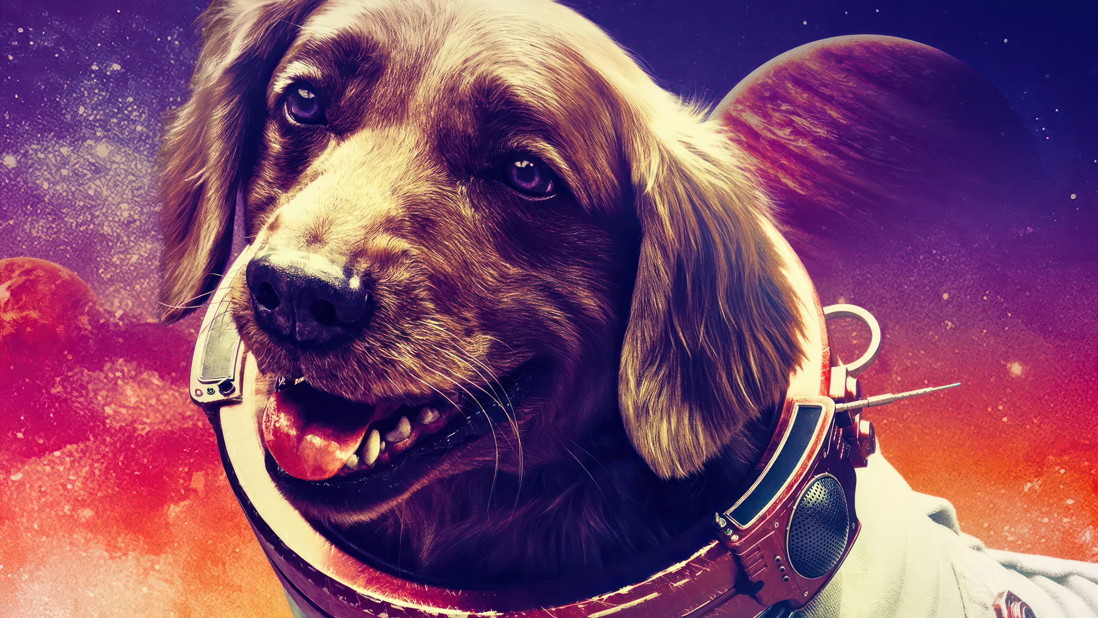 Cosmo the Dog Astronaut in Space 4K HD Wallpaper