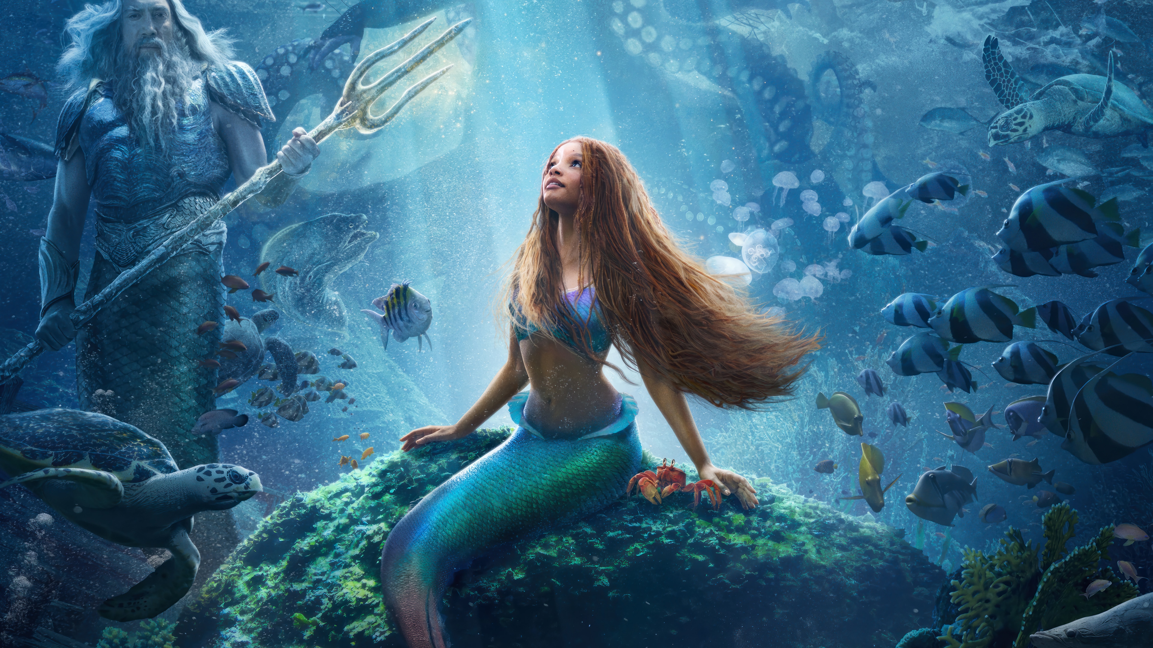 The Little Mermaid 4K Underwater Scene HD Wallpaper