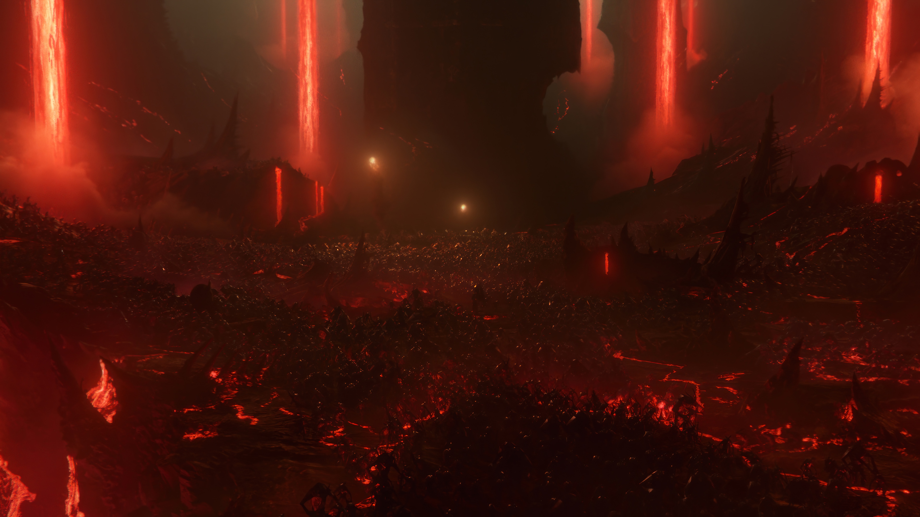 Diablo IV Hell landscape with lava and fire HD Wallpaper