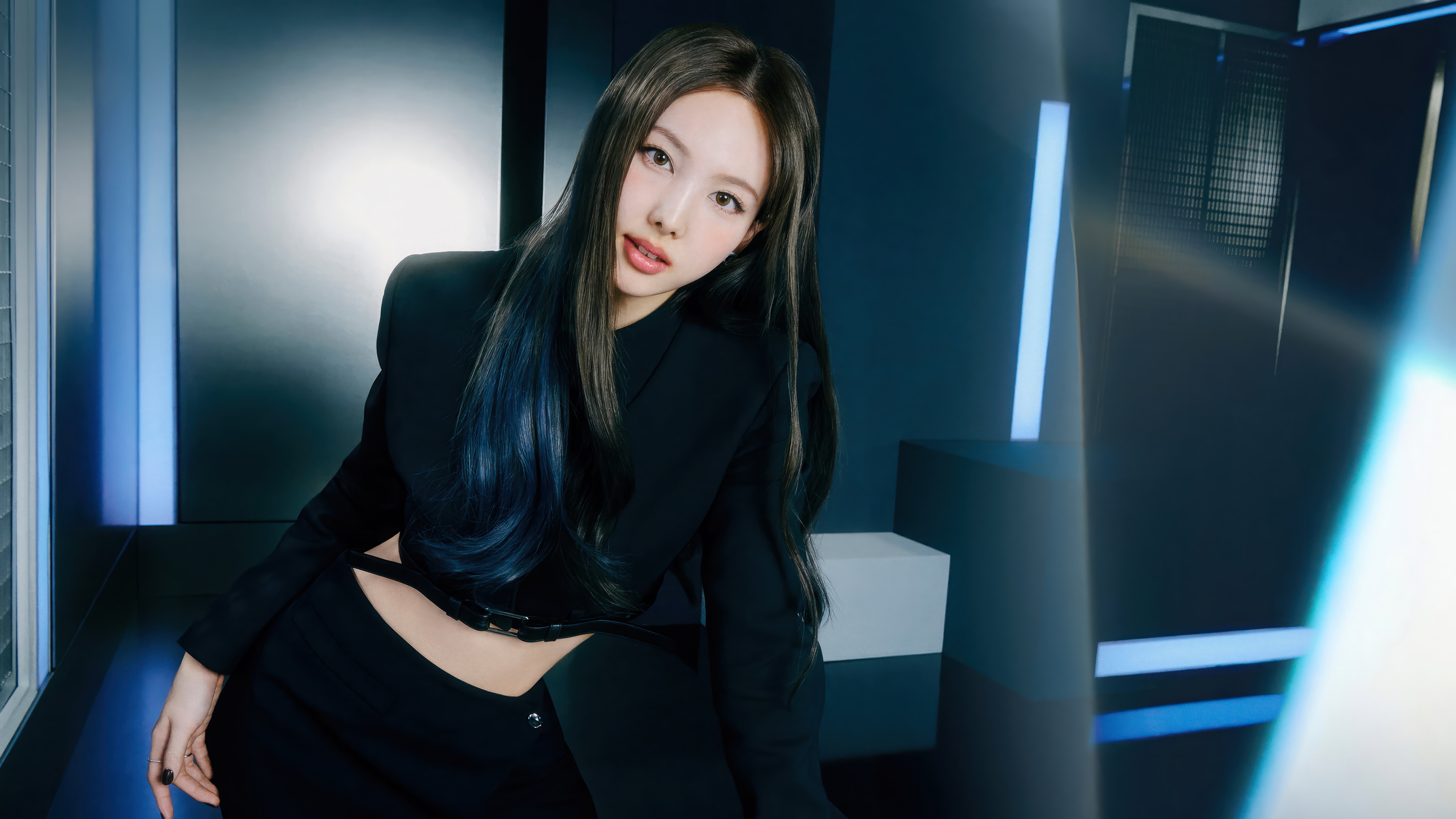 TWICE Nayeon in black outfit 4K HD Wallpaper