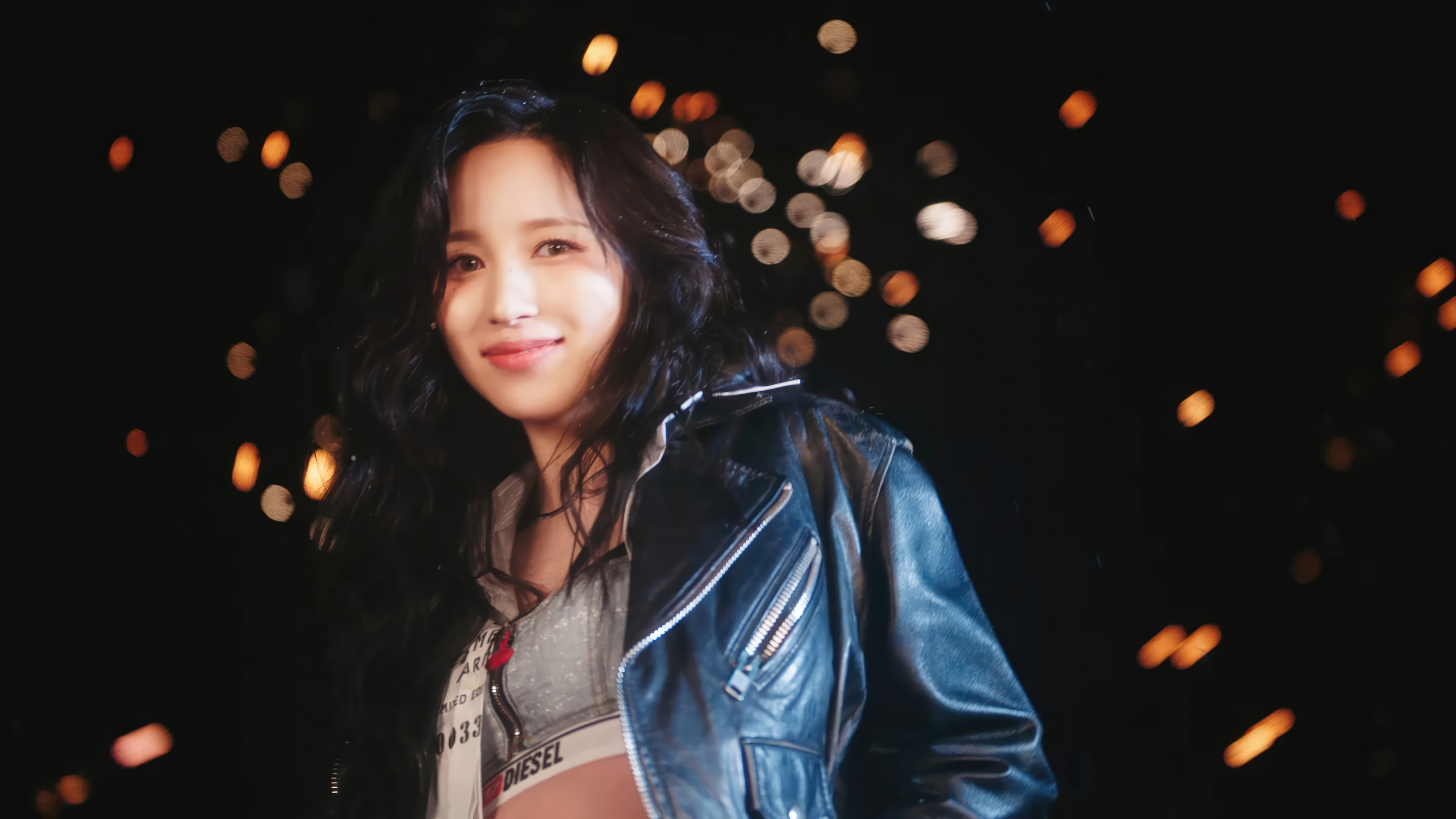 Mina from TWICE in a black leather jacket HD Wallpaper