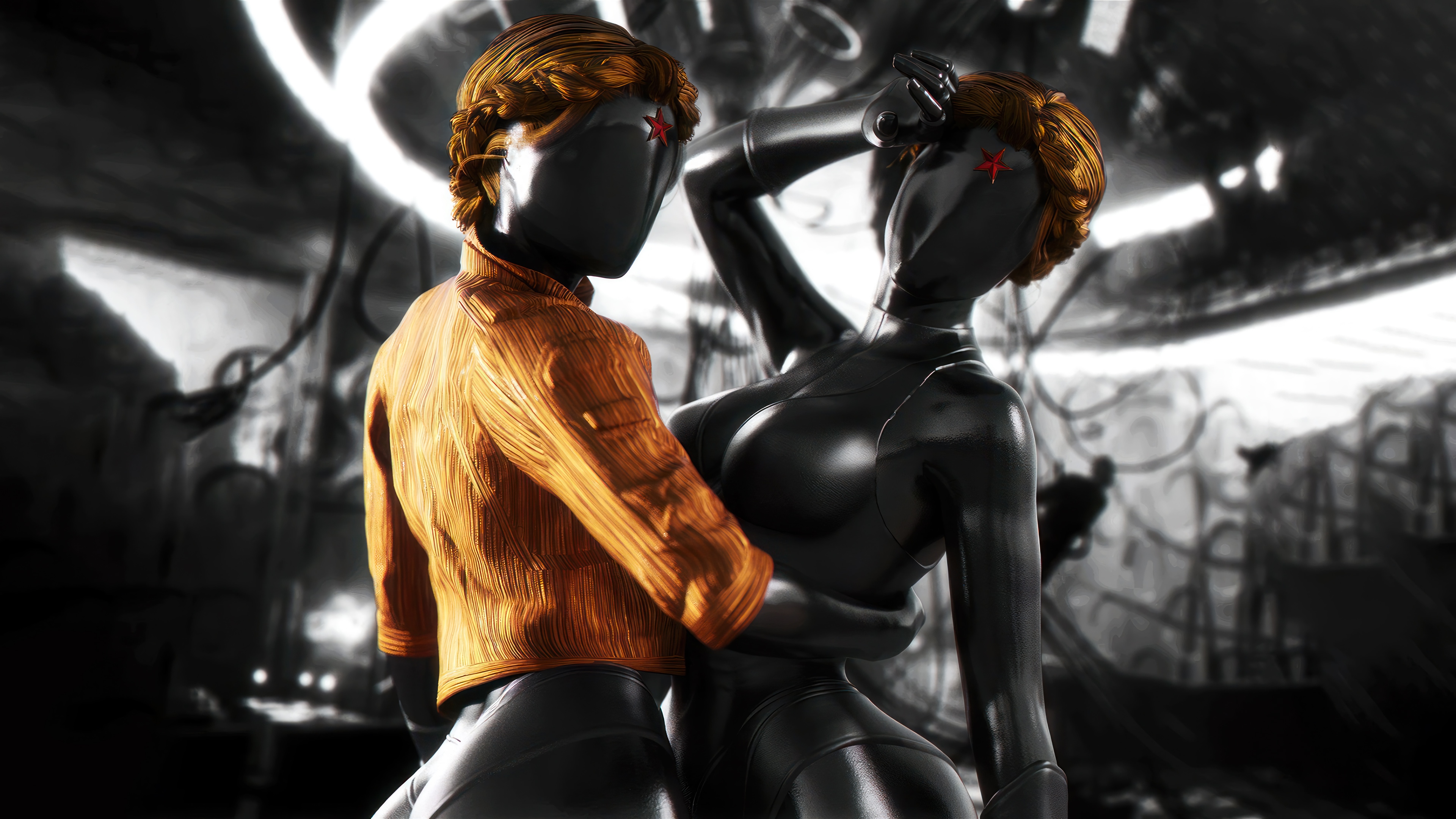 Atomic Heart robots in embrace HD Wallpaper
