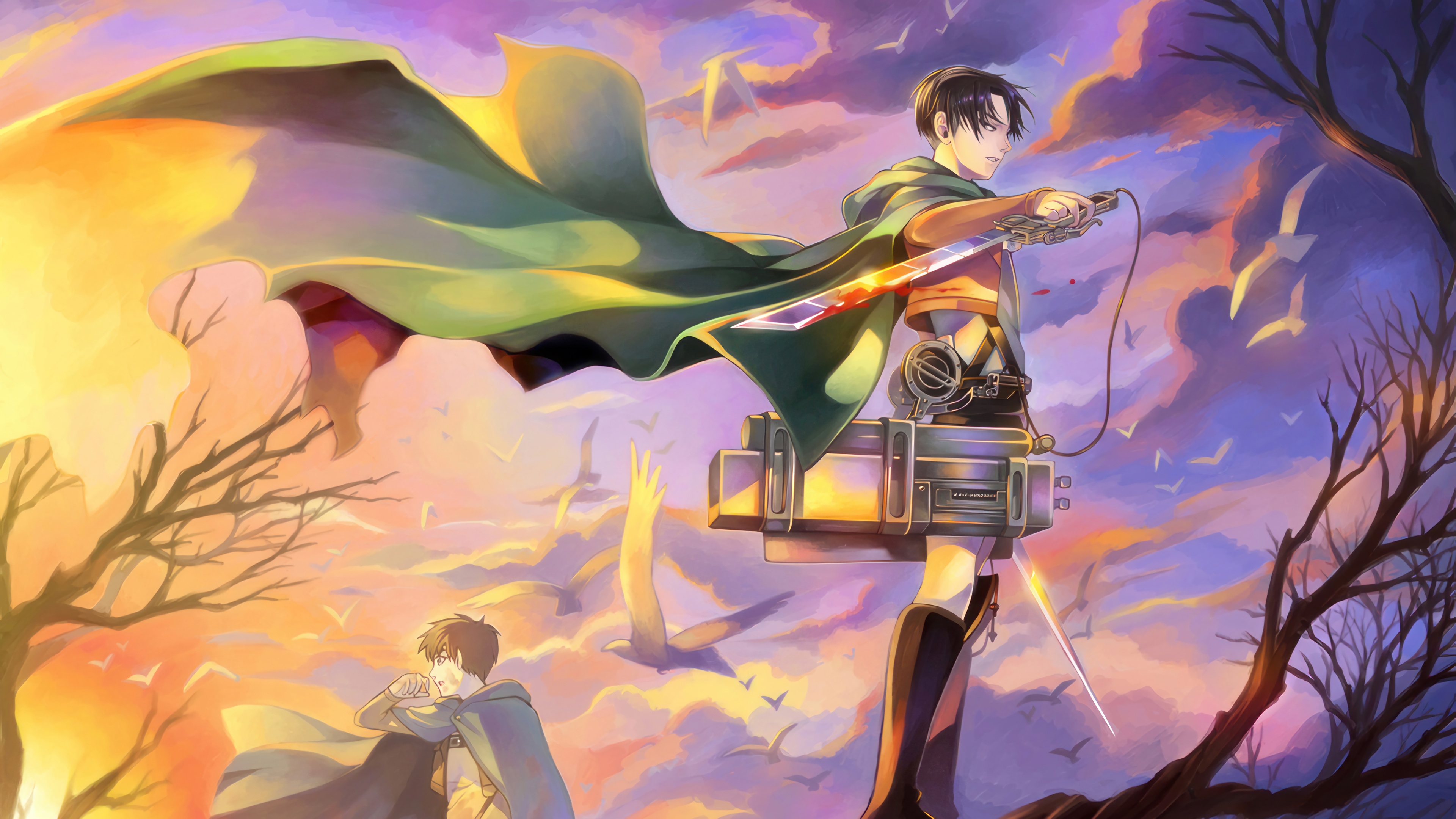 Levi Ackerman and Eren Yeager in Attack on Titan 4K HD Wallpaper