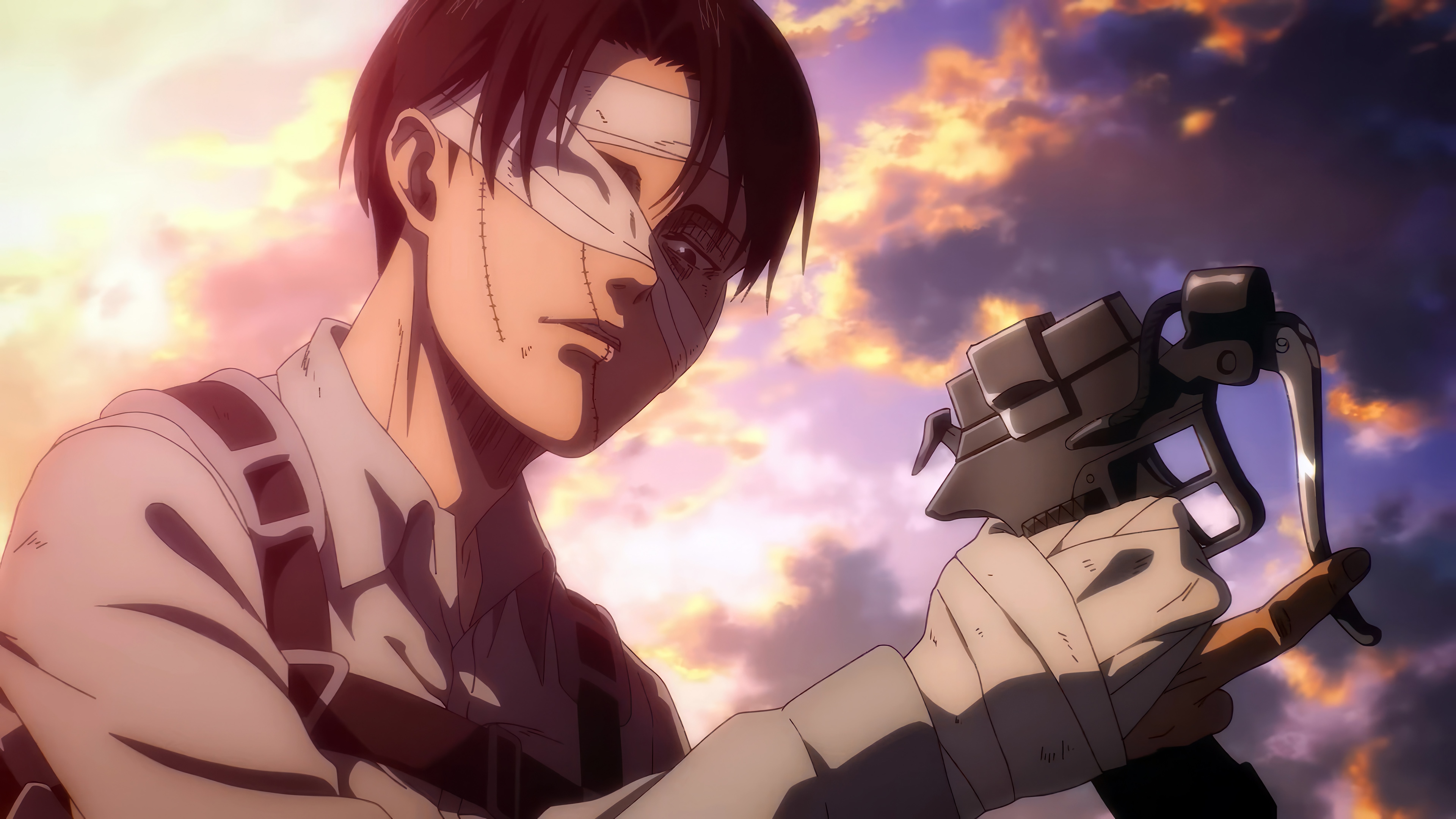 Levi Ackerman holding a weapon in Attack on Titan 4K HD Wallpaper