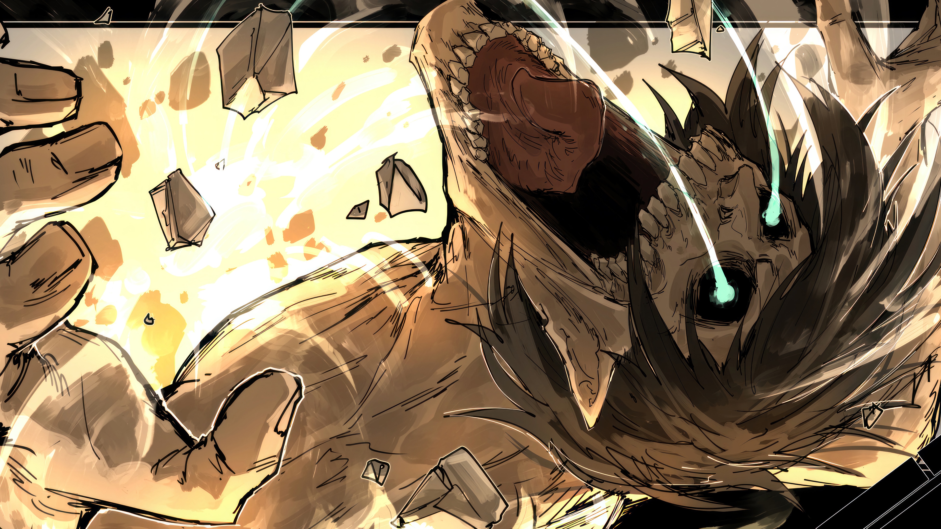 Attack Titan screaming with glowing eyes HD Wallpaper