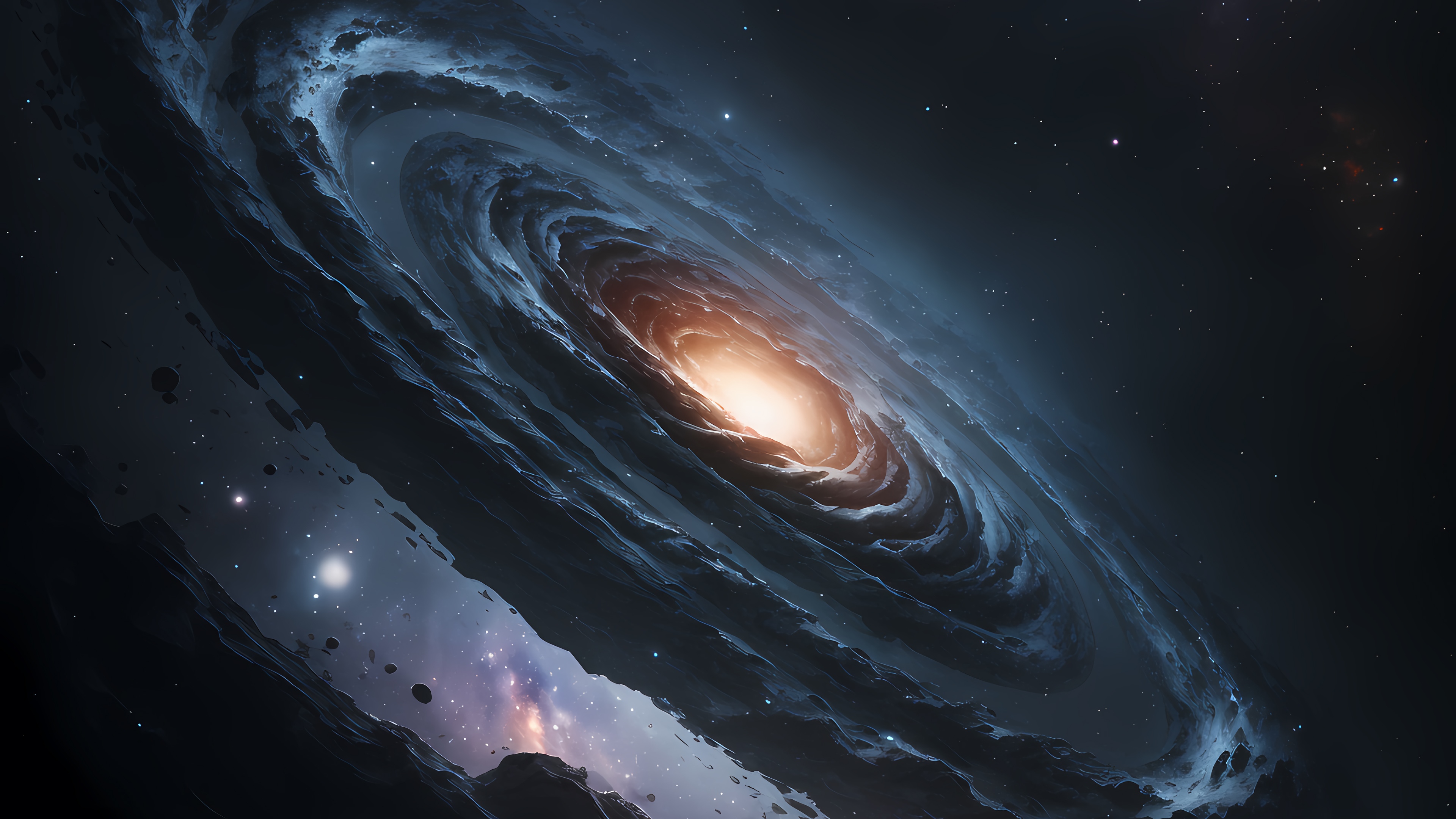 Spiral Galaxy with Bright Core and Stars 4K HD Wallpaper