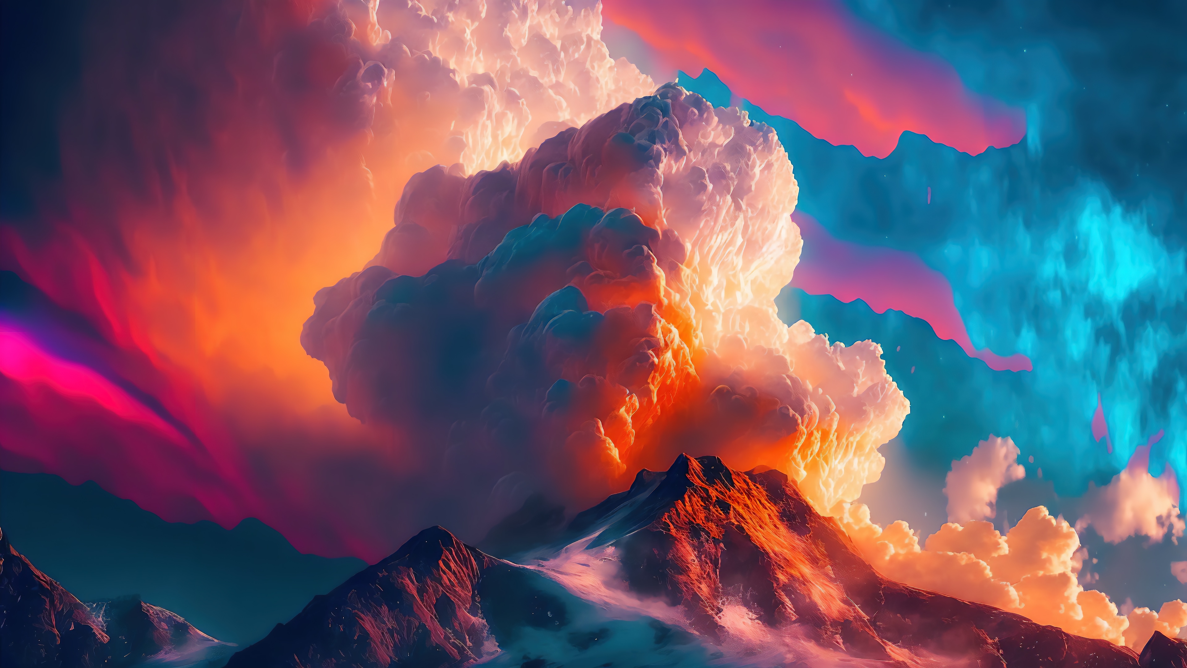 Colorful Mountain Scenery with Dramatic Clouds 4K HD Wallpaper