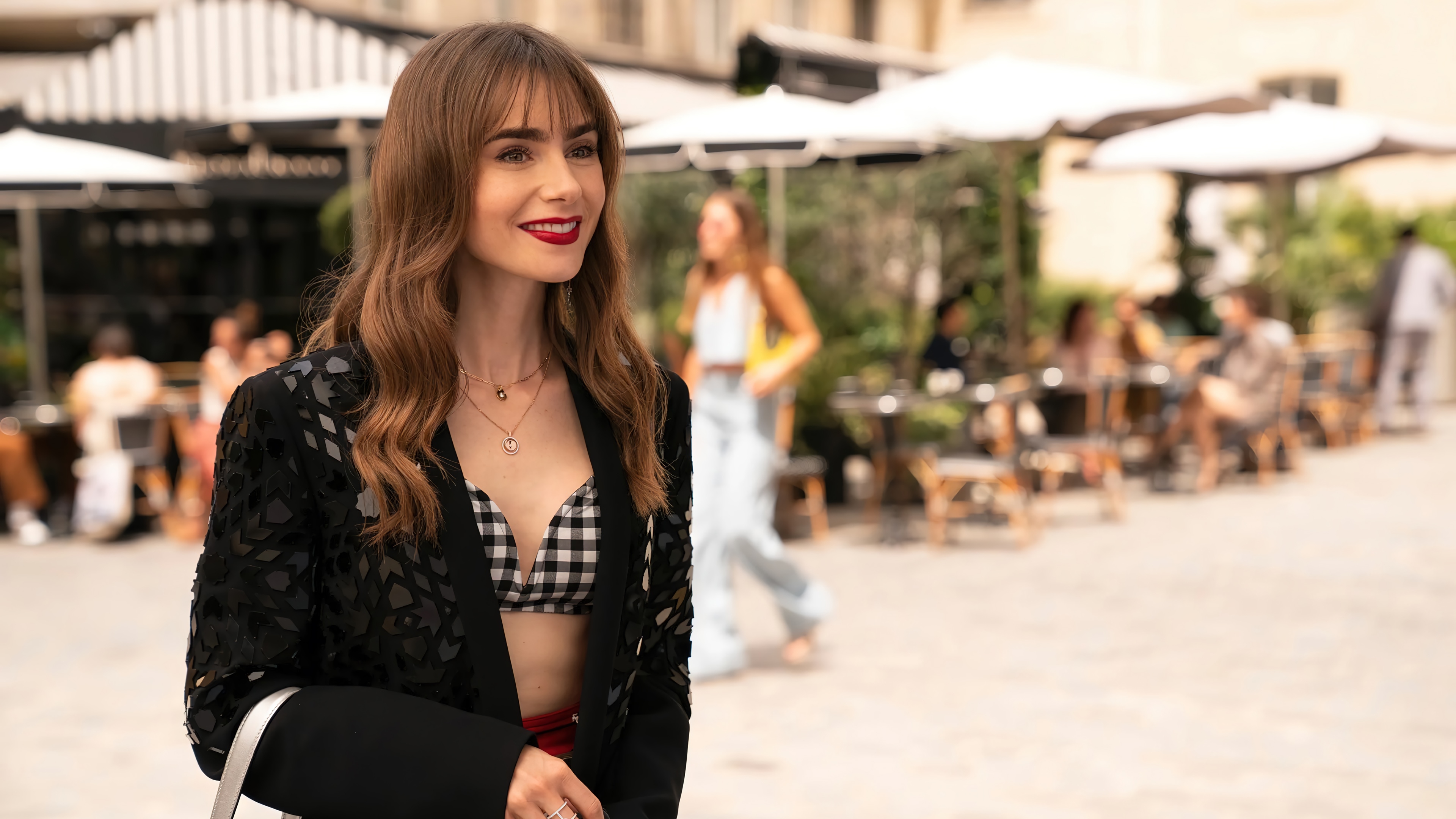 Lily Collins as Emily in Paris 4K HD Wallpaper