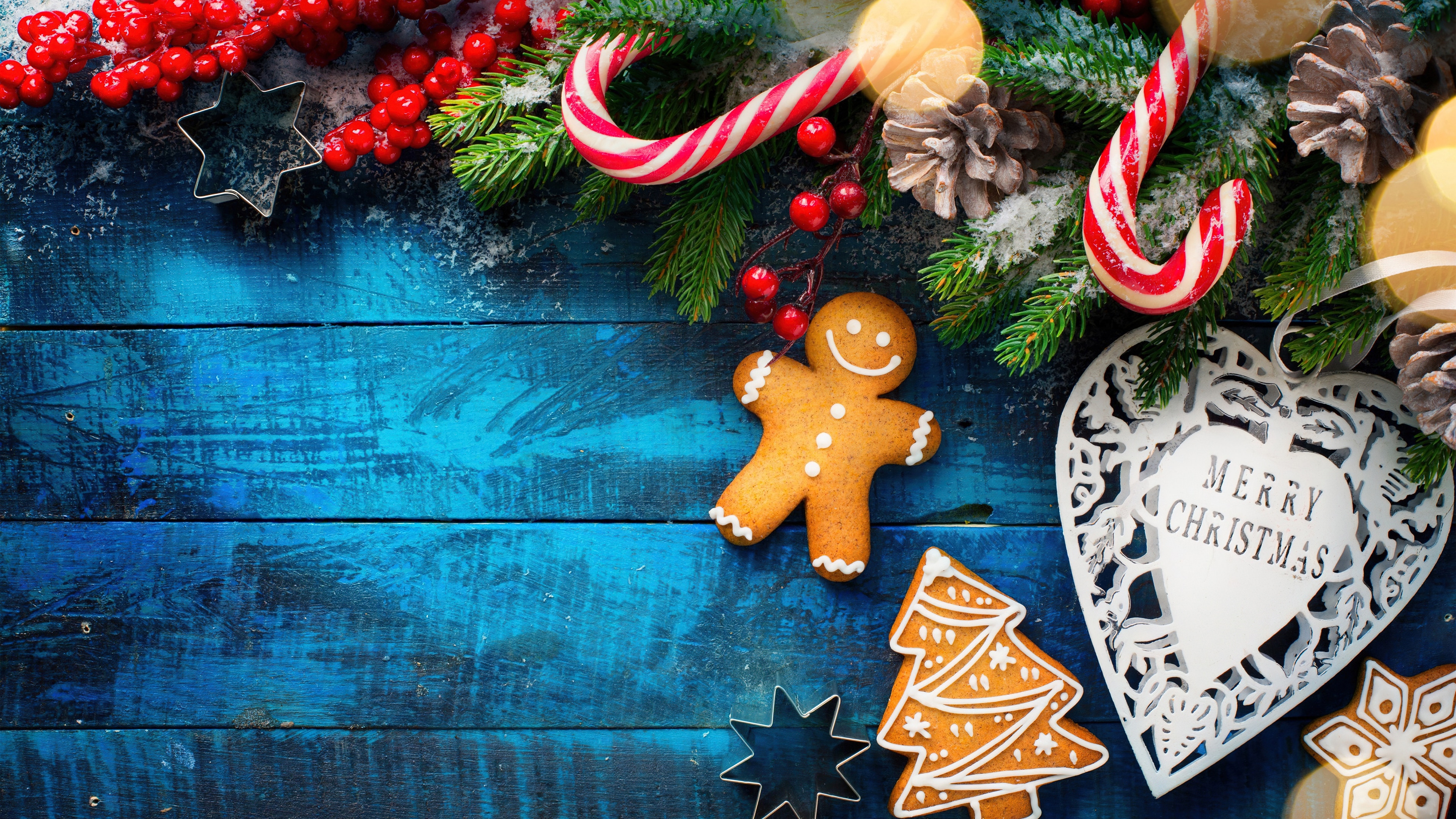 Christmas Gingerbread Cookies and Decorations 4K HD Wallpaper