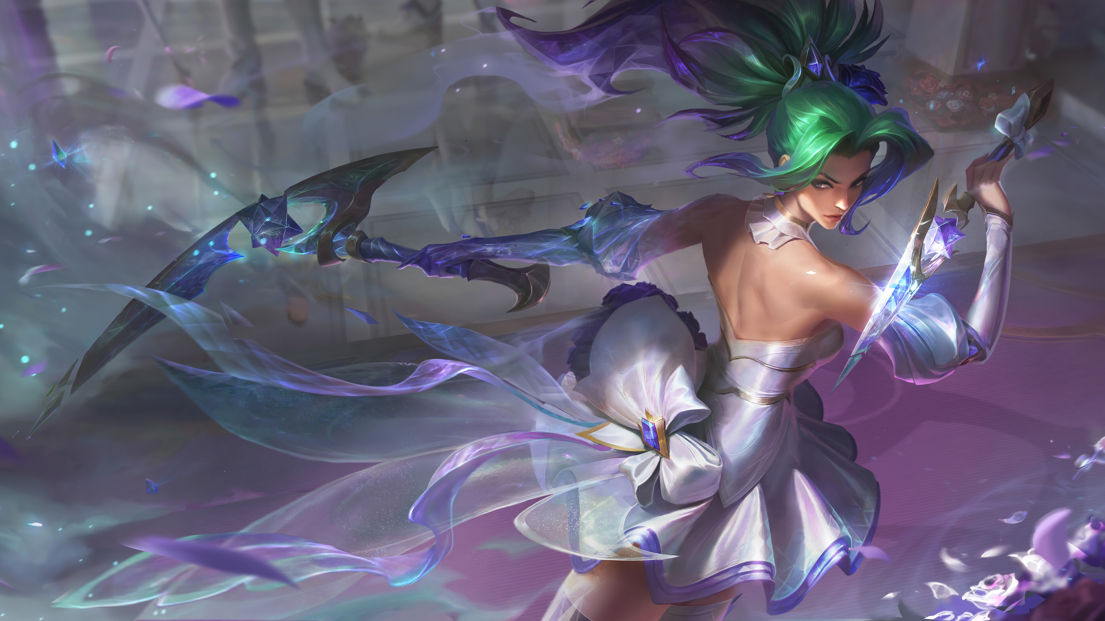 Crystal Rose Akali Splash Art from League of Legends 4K HD Wallpaper